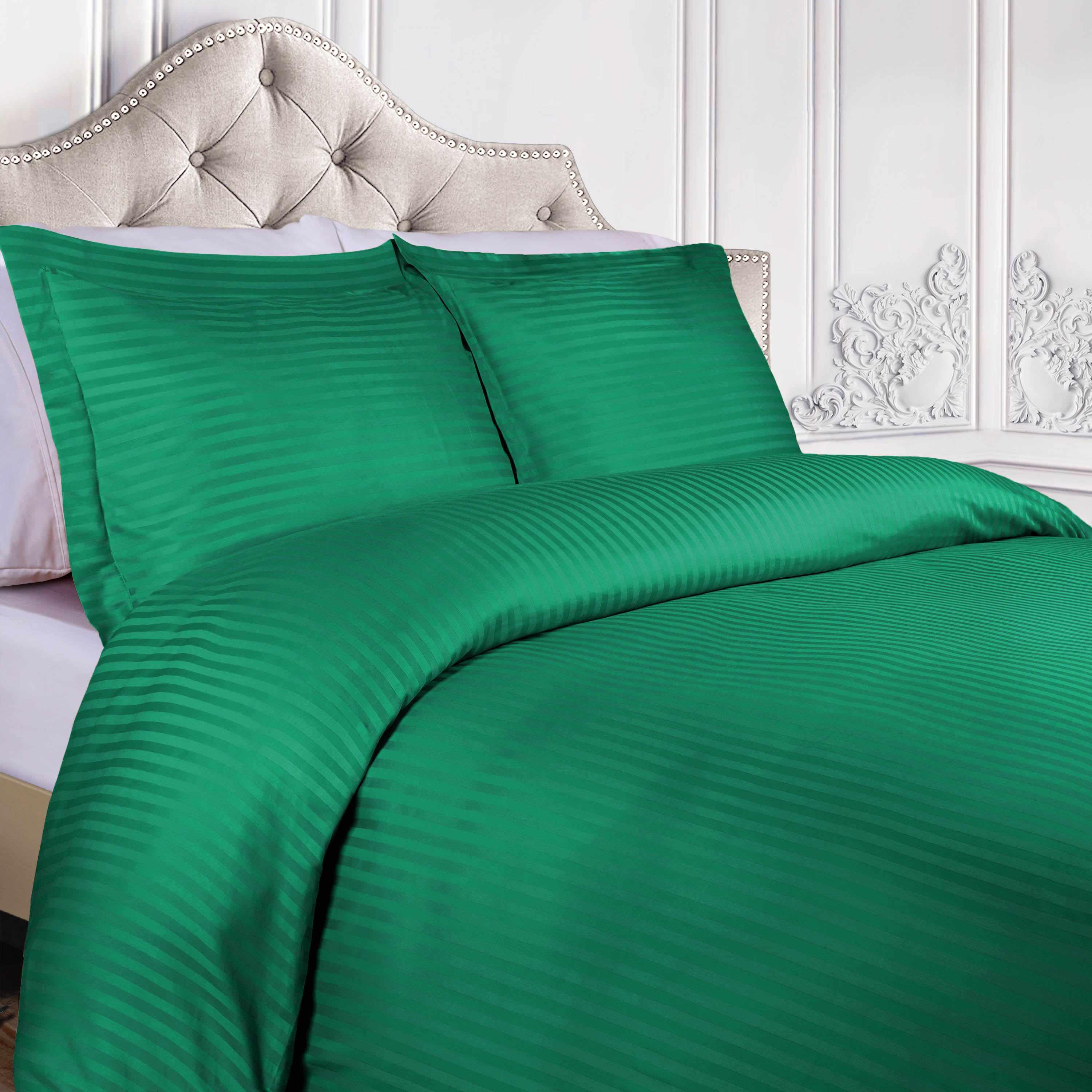 400 Thread Count Lightweight Stripe Egyptian Cotton Duvet Cover Set - Queen Size, Soft & Breathable Bedding for All Seasons - Perfect for Master Bedroom, Guest Room & Hotel Use