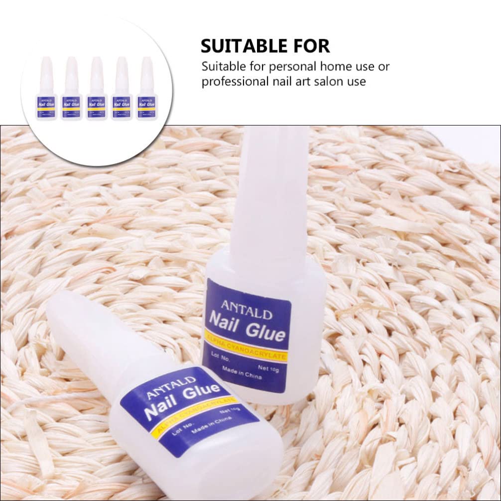 FOMIYES 10 Pack Fast Drying Nail Glue for Artificial Nails - Nail Repair Bond, Manicure Art Glue with Brush, Liquid Acrylic for Nail Extensions & Fixing - Perfect for Home Salon, DIY Nail Art & Professional Use
