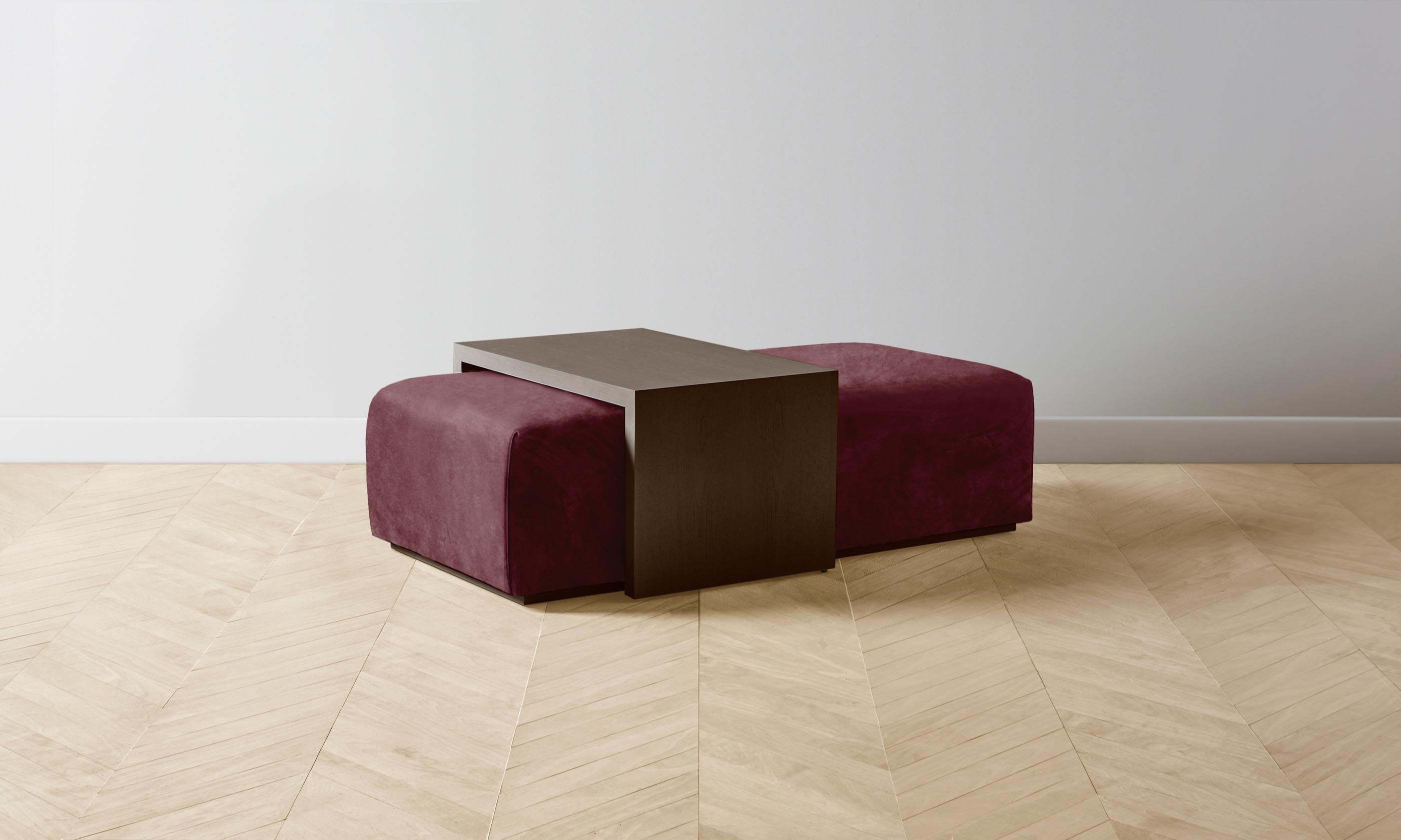 The Bowery Ottoman - Performance Velvet Merlot Upholstered Footrest & Accent Chair for Living Room, Bedroom, or Office