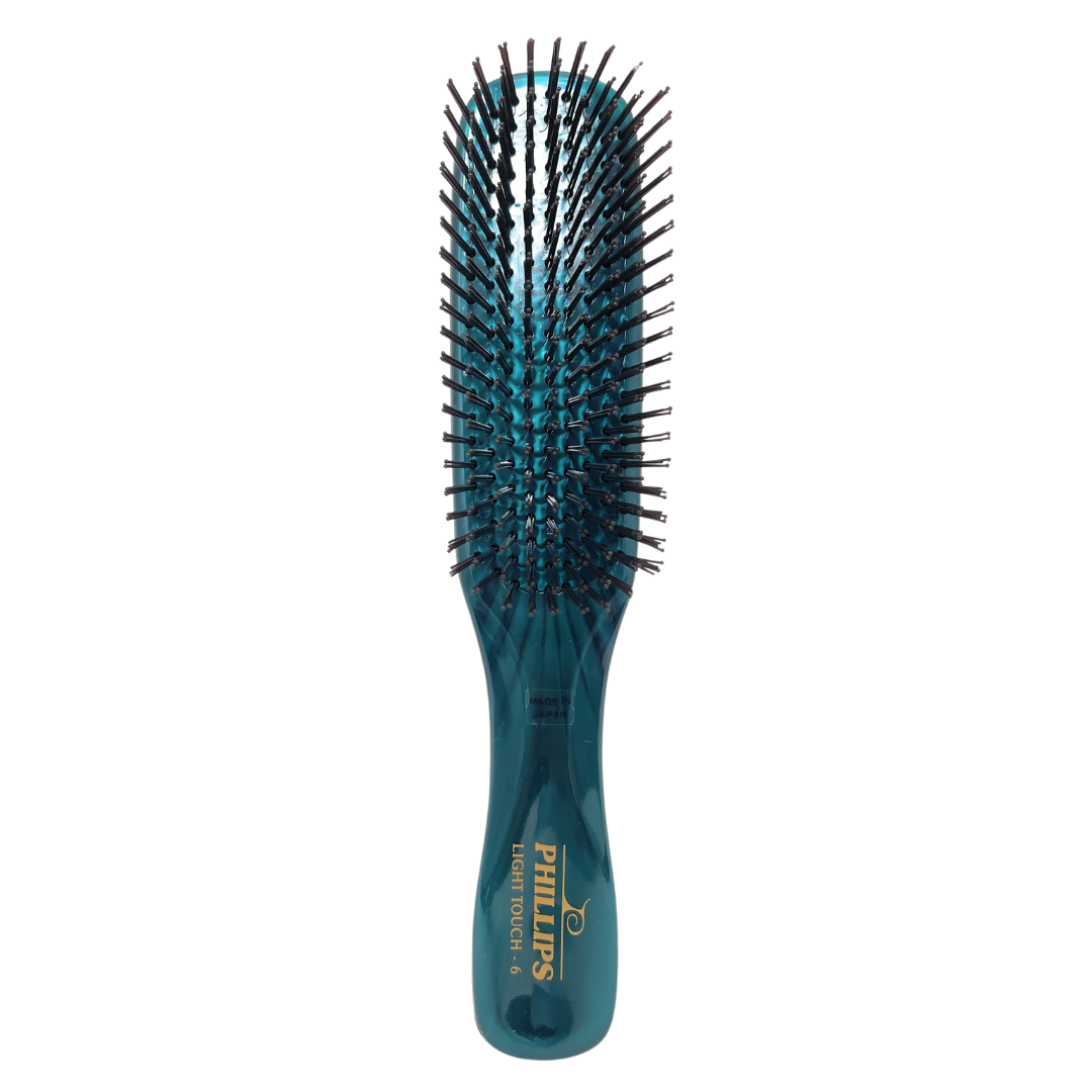 Philips Brush Light Touch 6 Gem Nylon Bristle Hair Brush - 9 Row Unisex Detangling Brush for Smooth & Shiny Hair | Perfect for Daily Styling, Salon Use & Travel