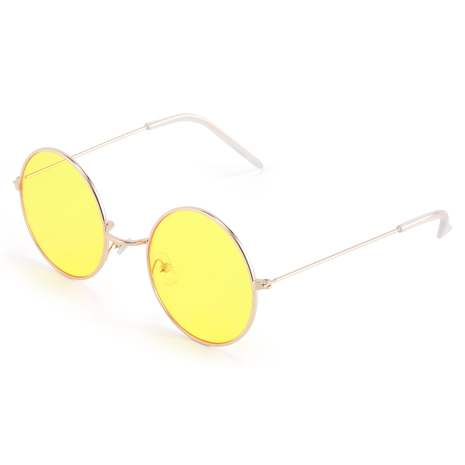 FEISEDY Retro Round Sunglasses for Women & Men - Vintage Hippie Circle Glasses in Candy Colors (B2305) - Perfect for Music Festivals, Beach Days & 70s Style Outfits