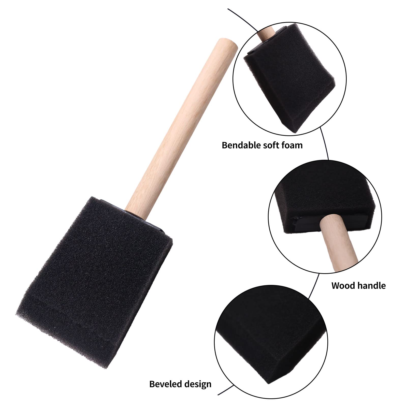 YiBaiBrush - 20 Pack 2 Inch Foam Paint Brushes for Painting, Staining & Crafts | High-Quality Sponge Brushes for DIY, Home Decor & Art Projects