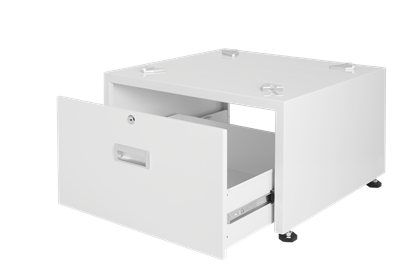 Unilux ULX110 Laundry Pedestal with Locking Drawer - Heavy Duty Washer Dryer Stand, Storage Organizer for Laundry Room (White) - Perfect for Small Spaces & Apartment Washing Machines