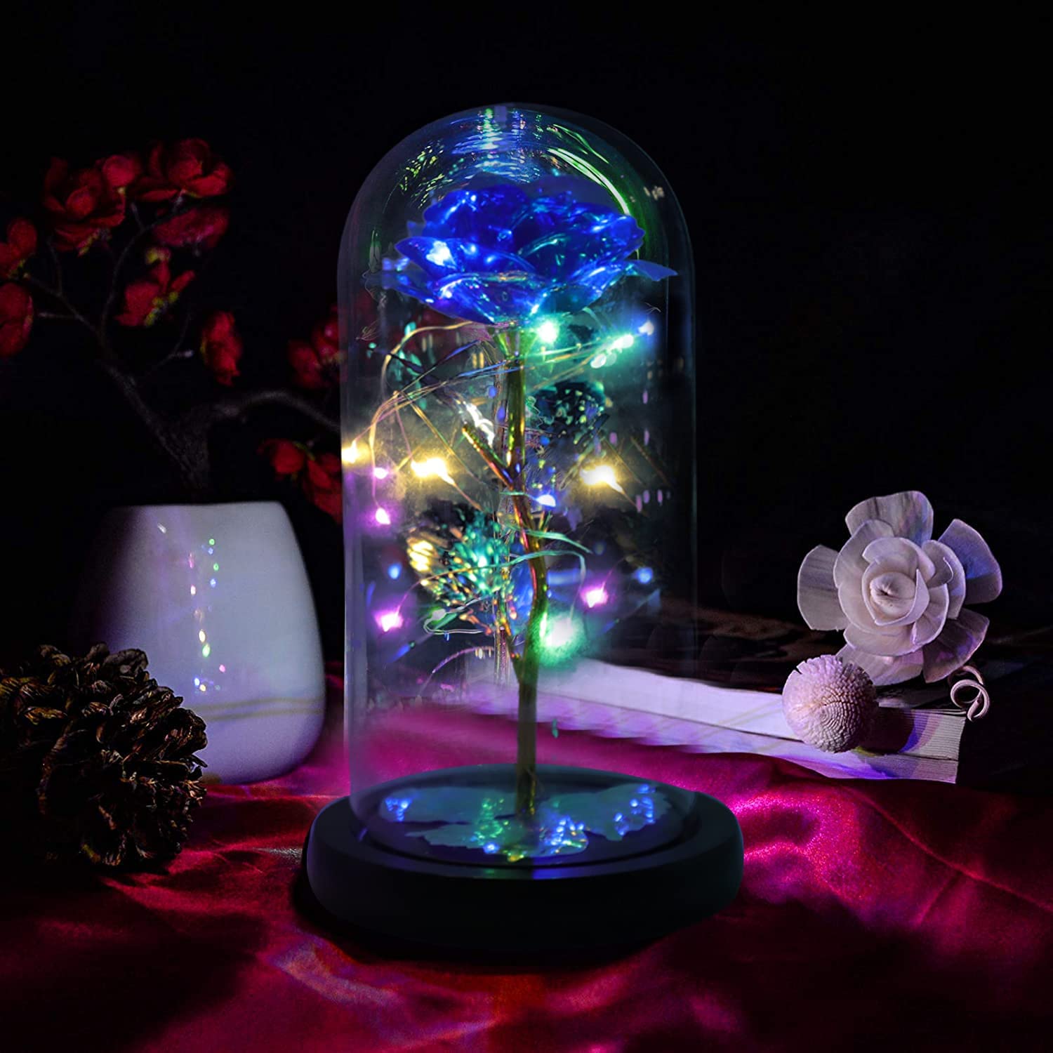 Galaxy Flower Rose Gift for Mom's Day - Women Birthday Gifts, Beauty and the Beast Rose Gift for Girlfriend - Unique Anniversary Wedding, Thanksgiving & Valentine's Day Presents - Perfect for Romantic Dates, Special Occasions & Home Decor