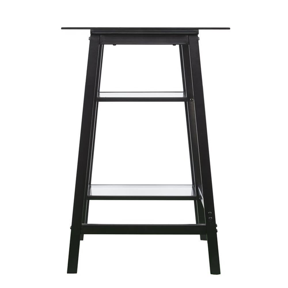 Southern Enterprises SEI Avery Black Metal Writing Desk with Glass Top - Modern Home Office Desk for Small Spaces, Study & Work
