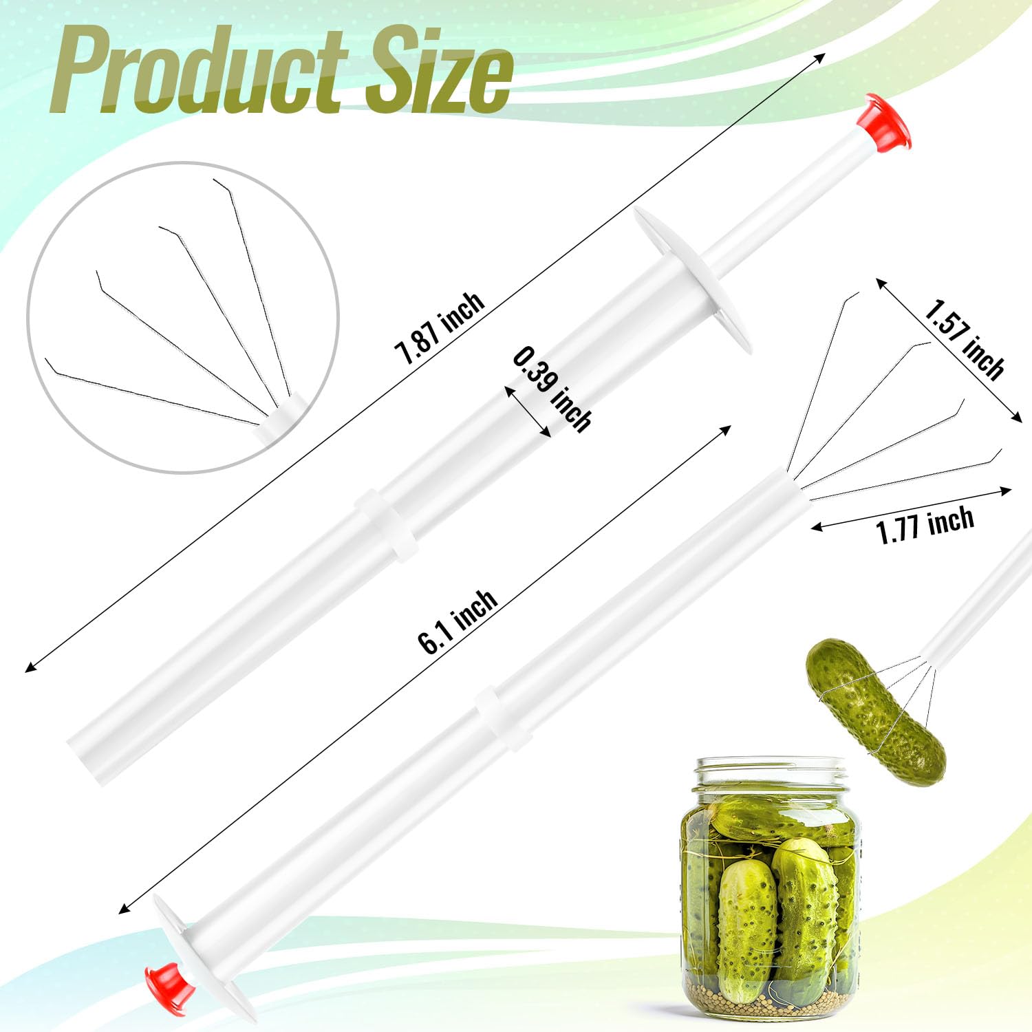 2Pcs Stainless Steel Pickle Grabber Tool - Kitchen Food Picker for Olives, Peppers & Pickles - Perfect for Canning, Cocktail Garnishing & Salad Making