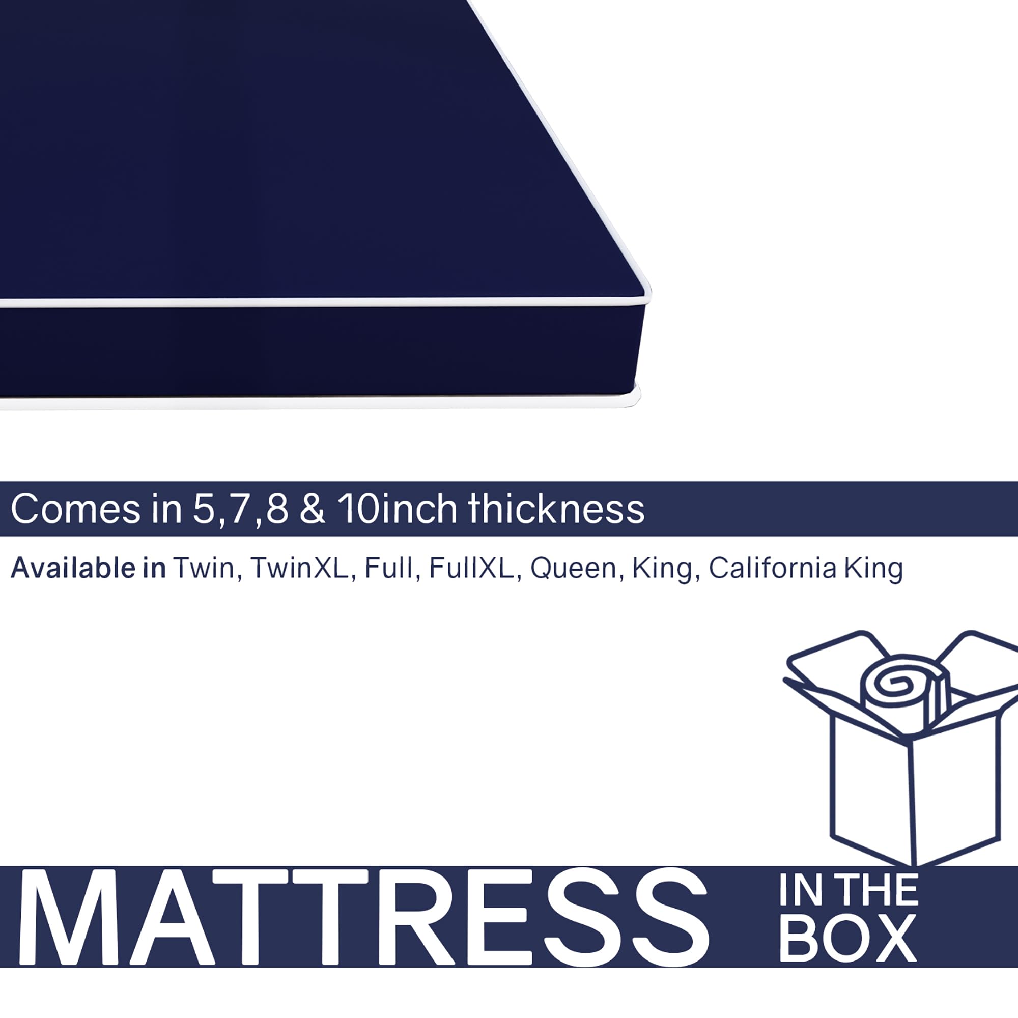 Mayton 7-Inch Medium Firm Water-Resistant Foam Vinyl Mattress - Queen Size | Easy to Clean, Comfortable & Noise-Free for Bedroom, Guest Room, RV & Dorm Use