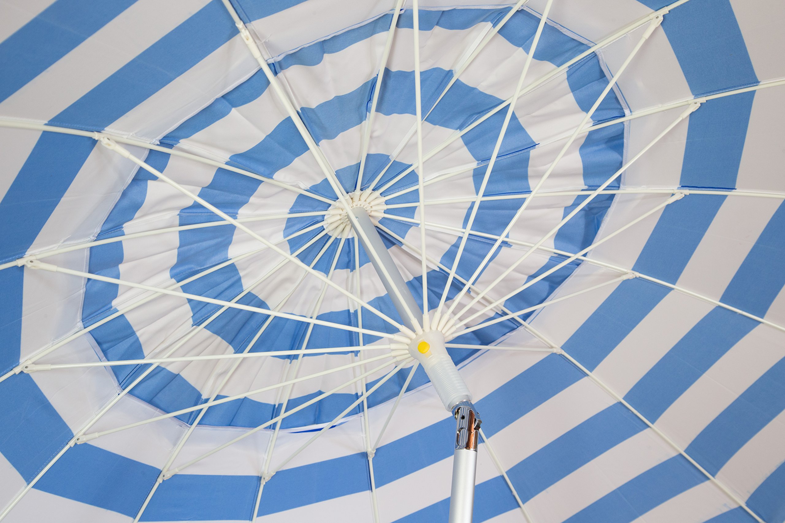 Heininger Deluxe 8 ft Royal Blue and White Stripe Patio Umbrella - UV Protection Outdoor Beach Umbrella for Pool, Garden, Backyard, and Seaside Use