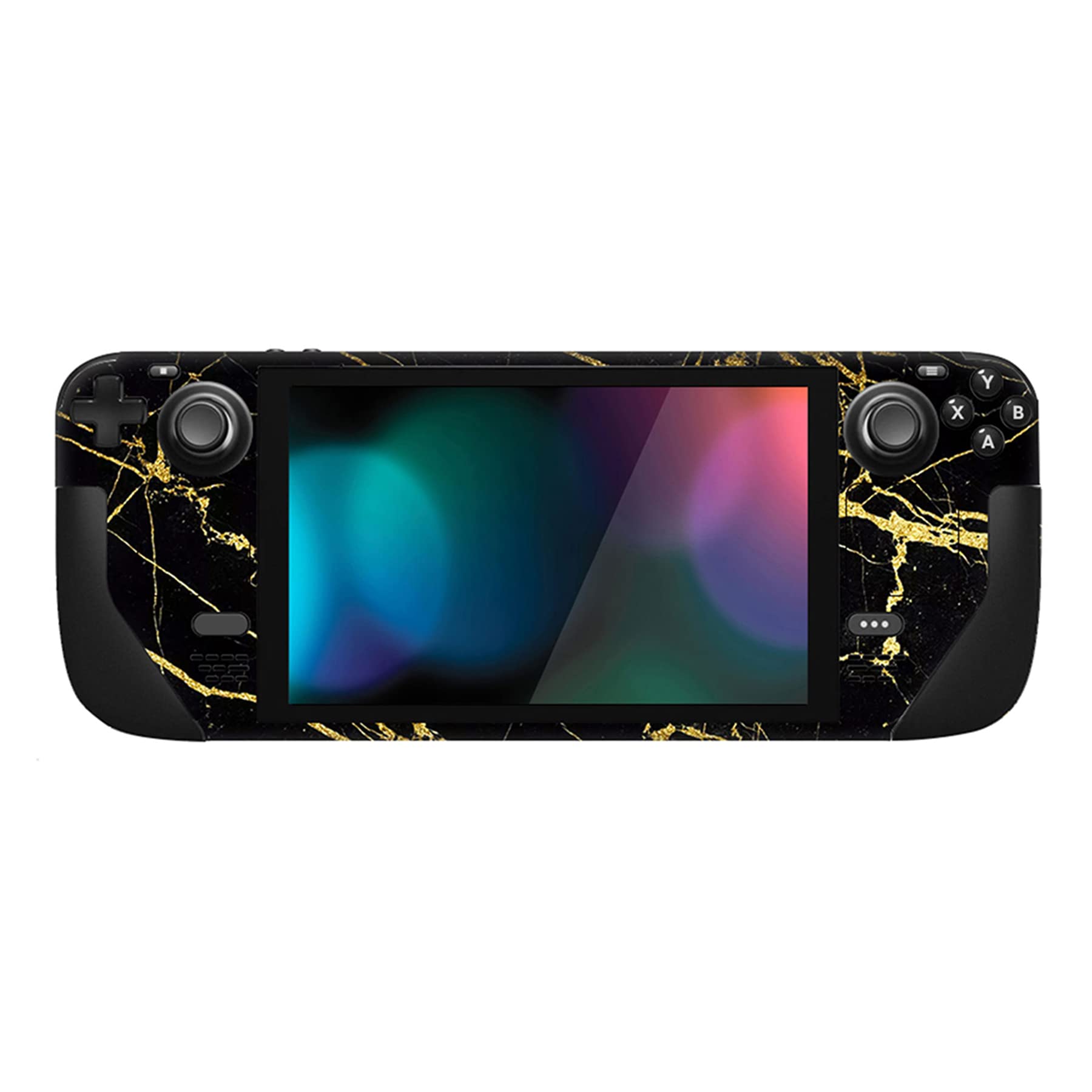 PlayVital Full Protective Skin Decal for Steam Deck LCD & OLED - Black Gold Marble Vinyl Cover | Scratch-Resistant Custom Stickers for Gaming Console Protection | Perfect for Travel, Gaming Sessions & Display