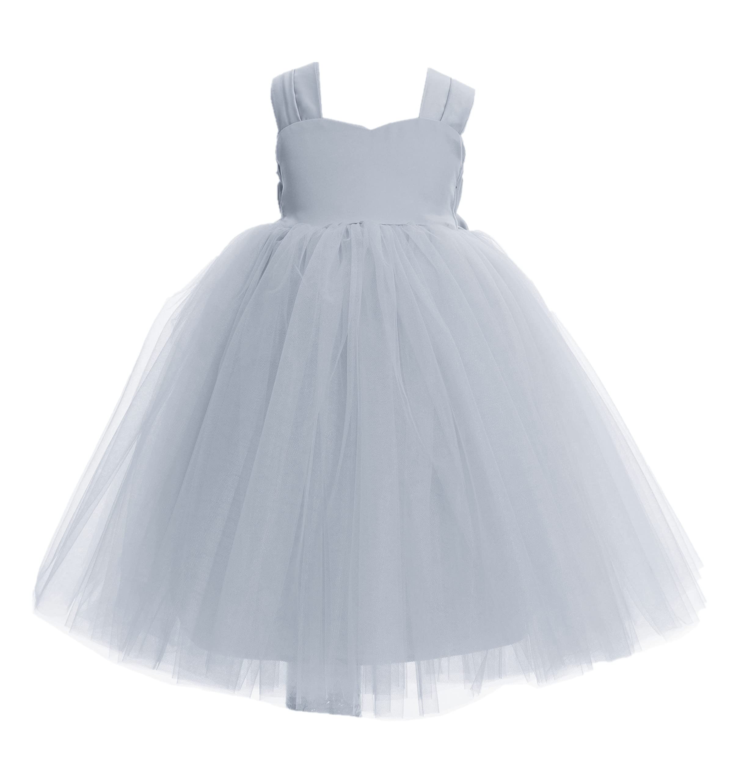 Elegant V-Back Satin Flower Girl Dress for Weddings & Special Occasions - Perfect for Bridal Party, Flower Girls & Wedding Guests (Style 219) | Formal Girls' Dress for Church, Baptism, Pageants & Photo Shoots