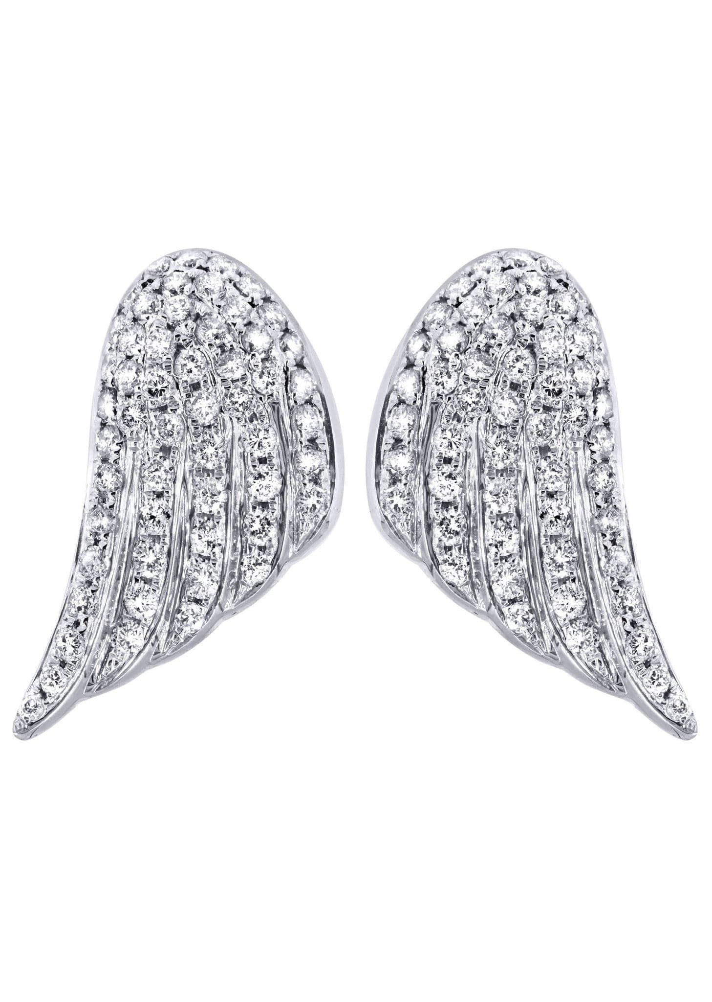 14K White Gold Angel Diamond Earrings for Men | 1.56 Carat Stud Earrings | Perfect Gift for Anniversary, Birthday & Special Occasions