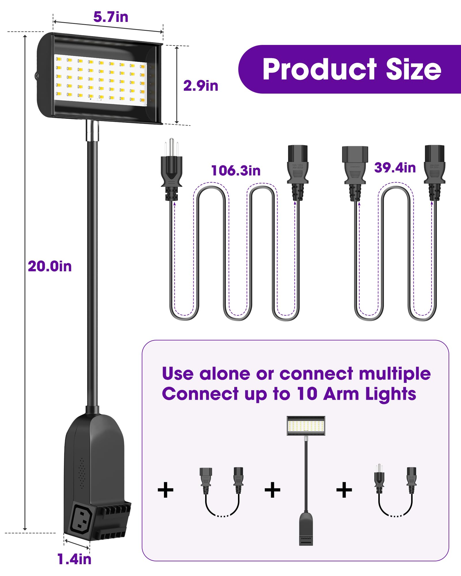 HitLights LED Trade Show Lighting Kit - Connectable Display & Exhibit Arm Lights with Clamps, Mounting Brackets, Power Cables (2-Pack, Black) | Perfect for Booth Displays, Retail Shelving & Museum Exhibits