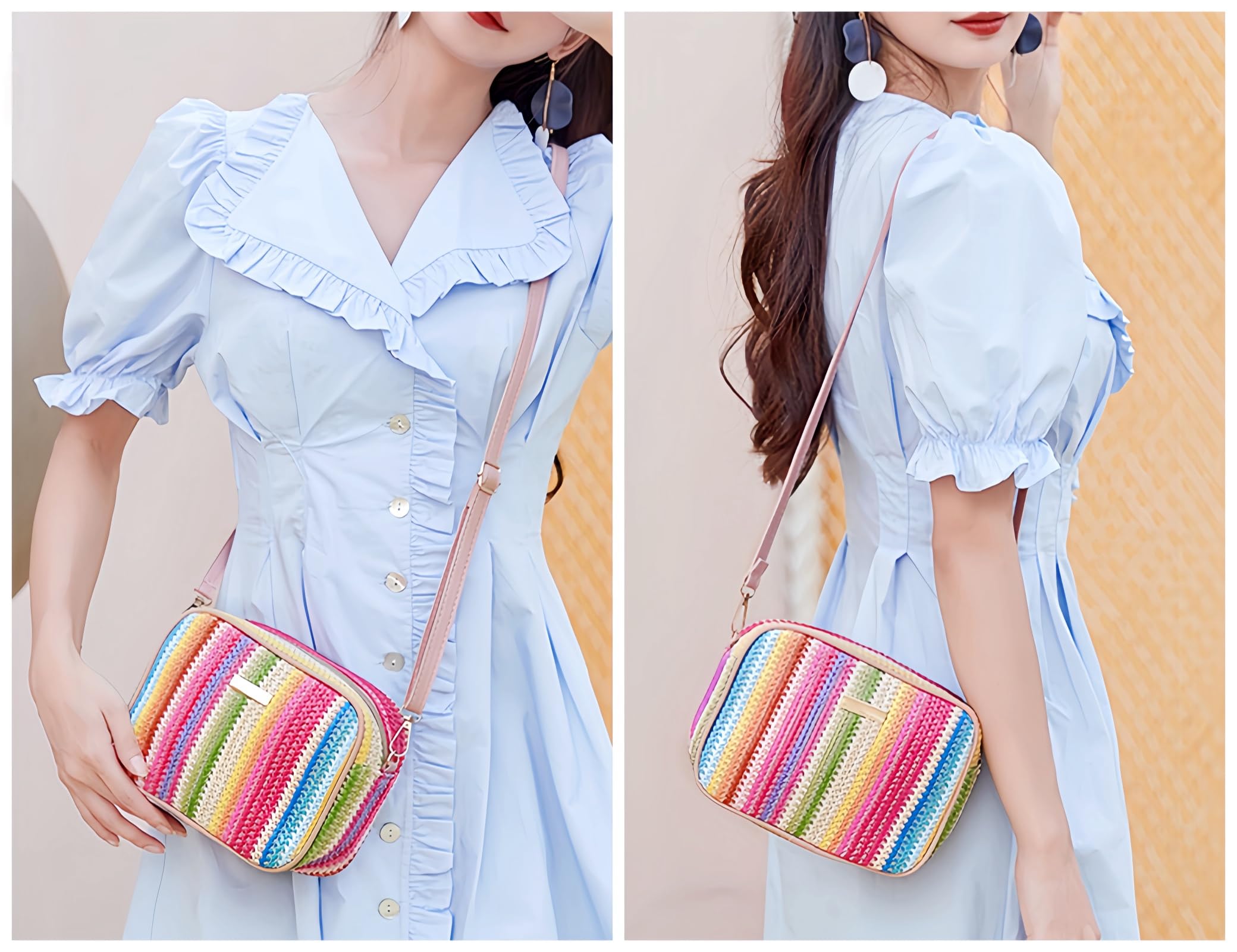 Trendy Straw Crossbody Bag for Women - Small Woven Purse, Cute Beach Shoulder Handbag for Spring & Summer | Perfect for Beach Outings, Vacation, and Casual Everyday Use
