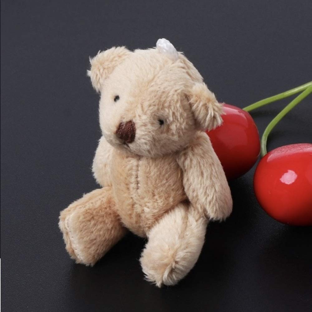 12Pcs 6CM Plush Small Jointed Teddy Bear Stuffed Animal Toys - Bulk Wedding Party Favors, Birthday Cake Decorations, DIY Accessories (White, Beige, Brown) - Perfect for Baby Showers, Bridal Decor, Gift Bags & Craft Projects