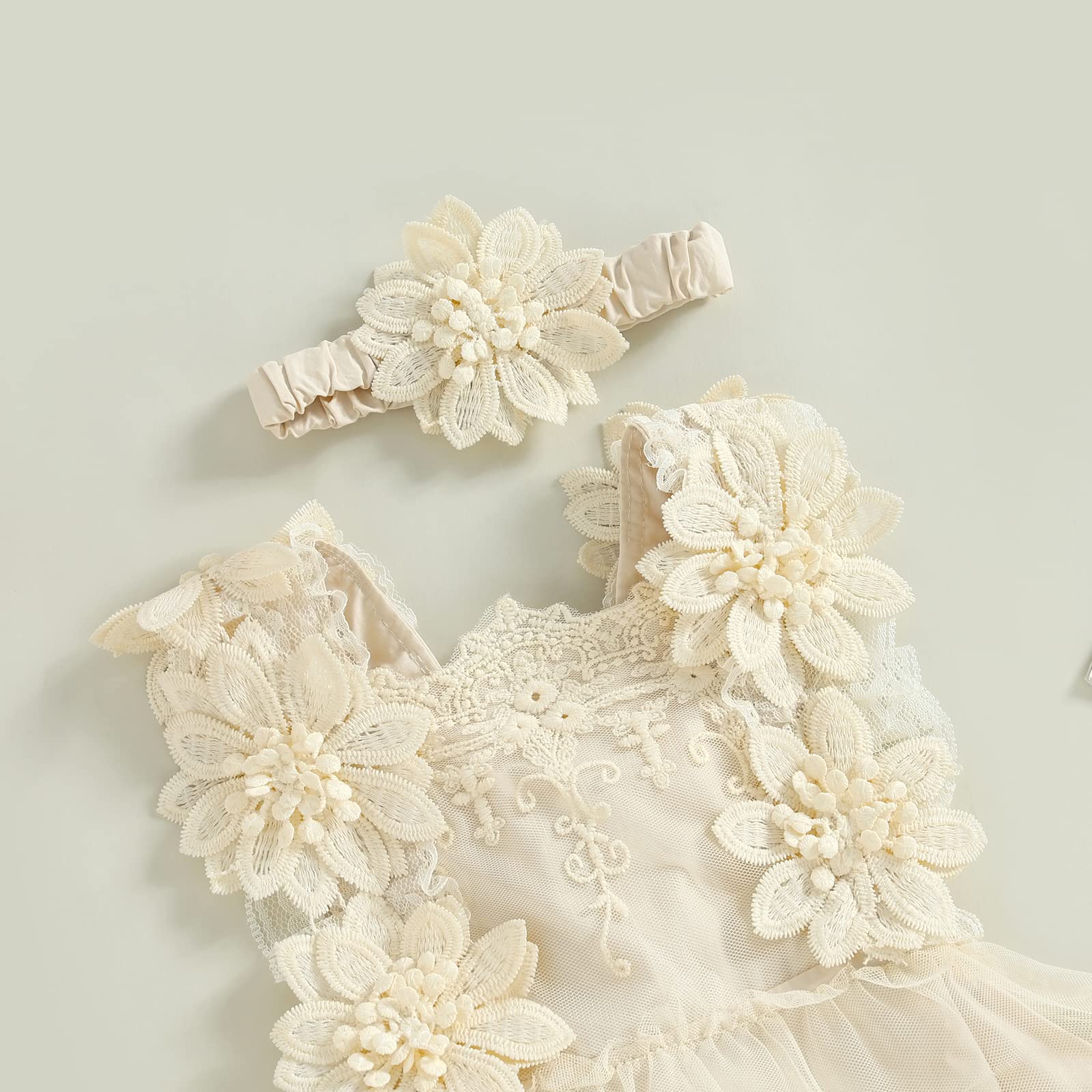 Mubineo Baby Girl Summer Lace Romper Dress - Sleeveless Floral Princess Outfit for Newborns & Toddlers | Perfect for Photoshoots, Parties & Outdoor Play