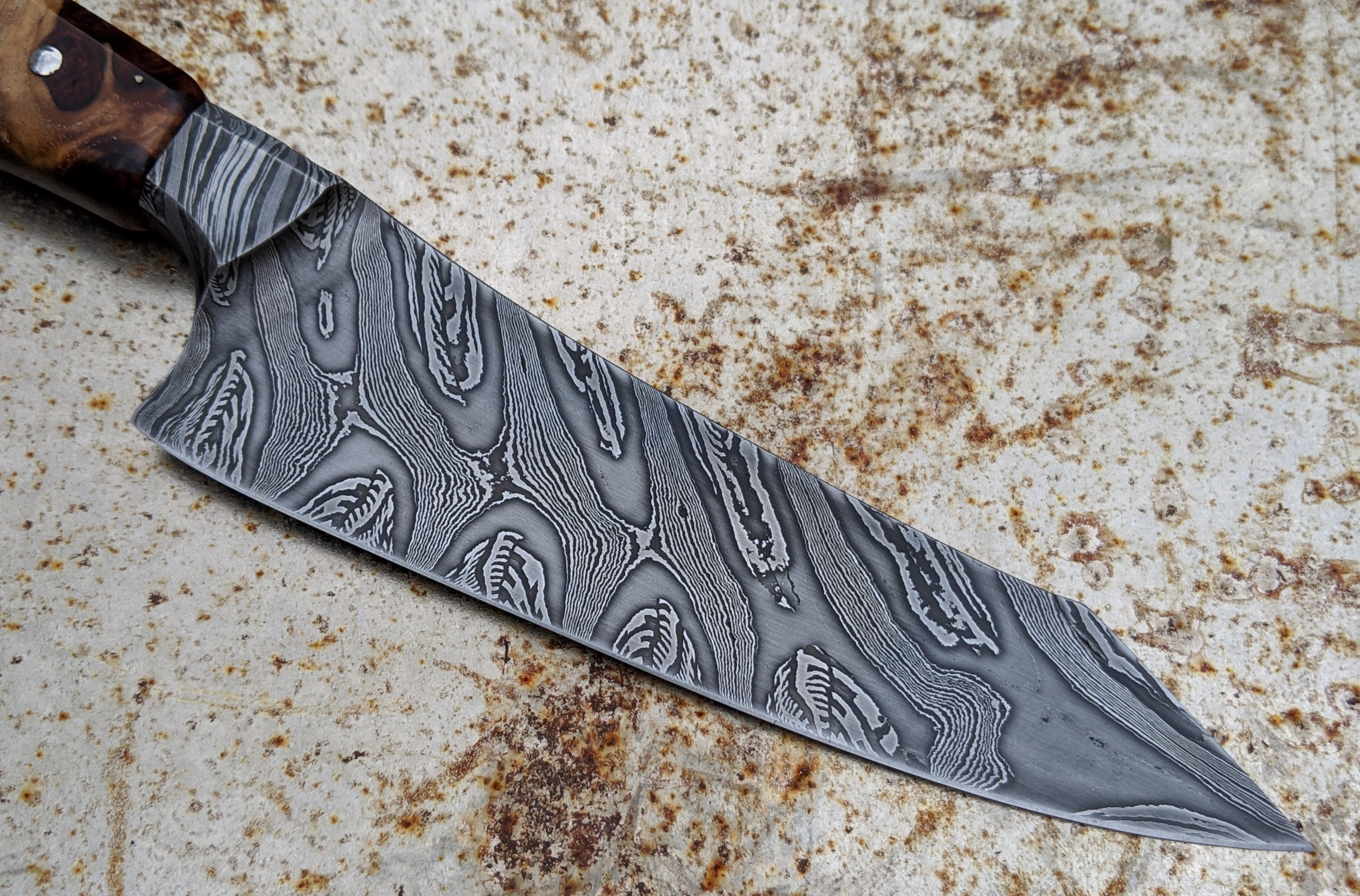 Neil Gillert 165mm Integral Damascus Utility Knife - High-Quality Handcrafted Chef's Knife for Professional Cooking & Outdoor Camping