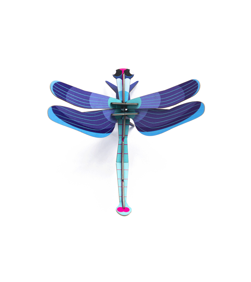 Blue Dragonfly Small Insect Art Print - Handmade Studio ROOF Wall Decor for Home, Office & Nursery | Perfect for Nature Lovers & Boho Decor