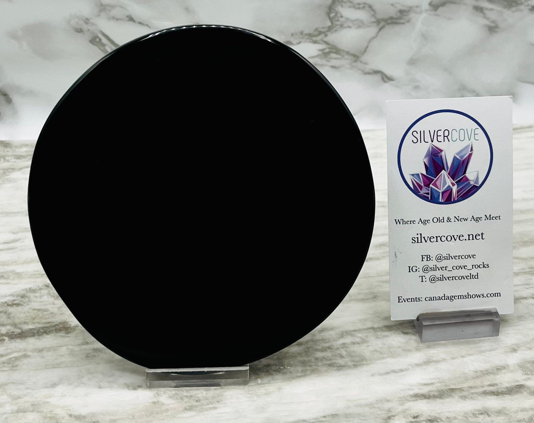Black Obsidian Scrying Plate - Divination Mirror for Psychic Readings & Spiritual Practices | Perfect for Meditation, Energy Cleansing & Fortune Telling
