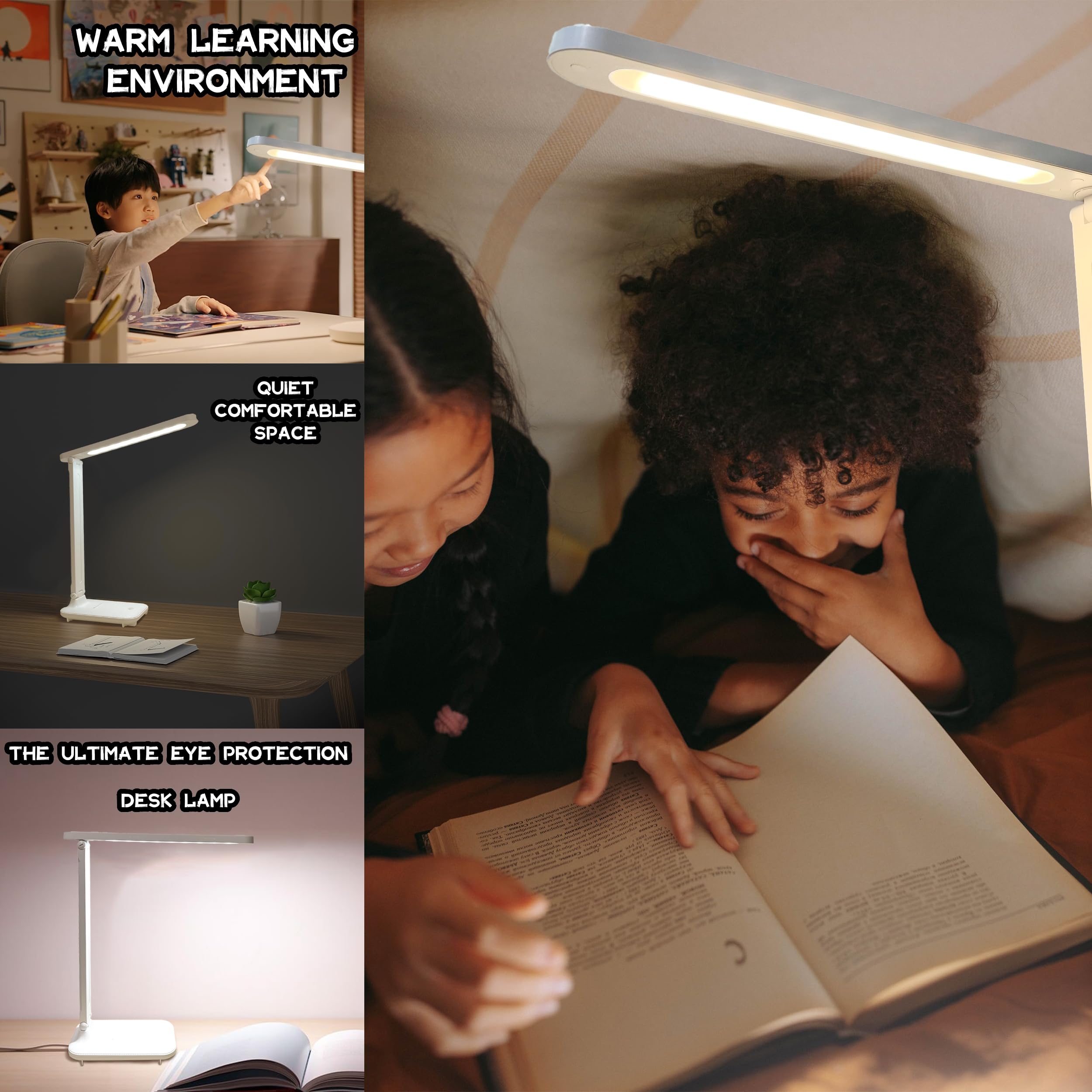 Dimmable LED Desk Lamp with 3 Lighting Modes & USB Charger - Eye Protection Study Light for Home Office, Reading, Working - Perfect Gift for Students & Professionals