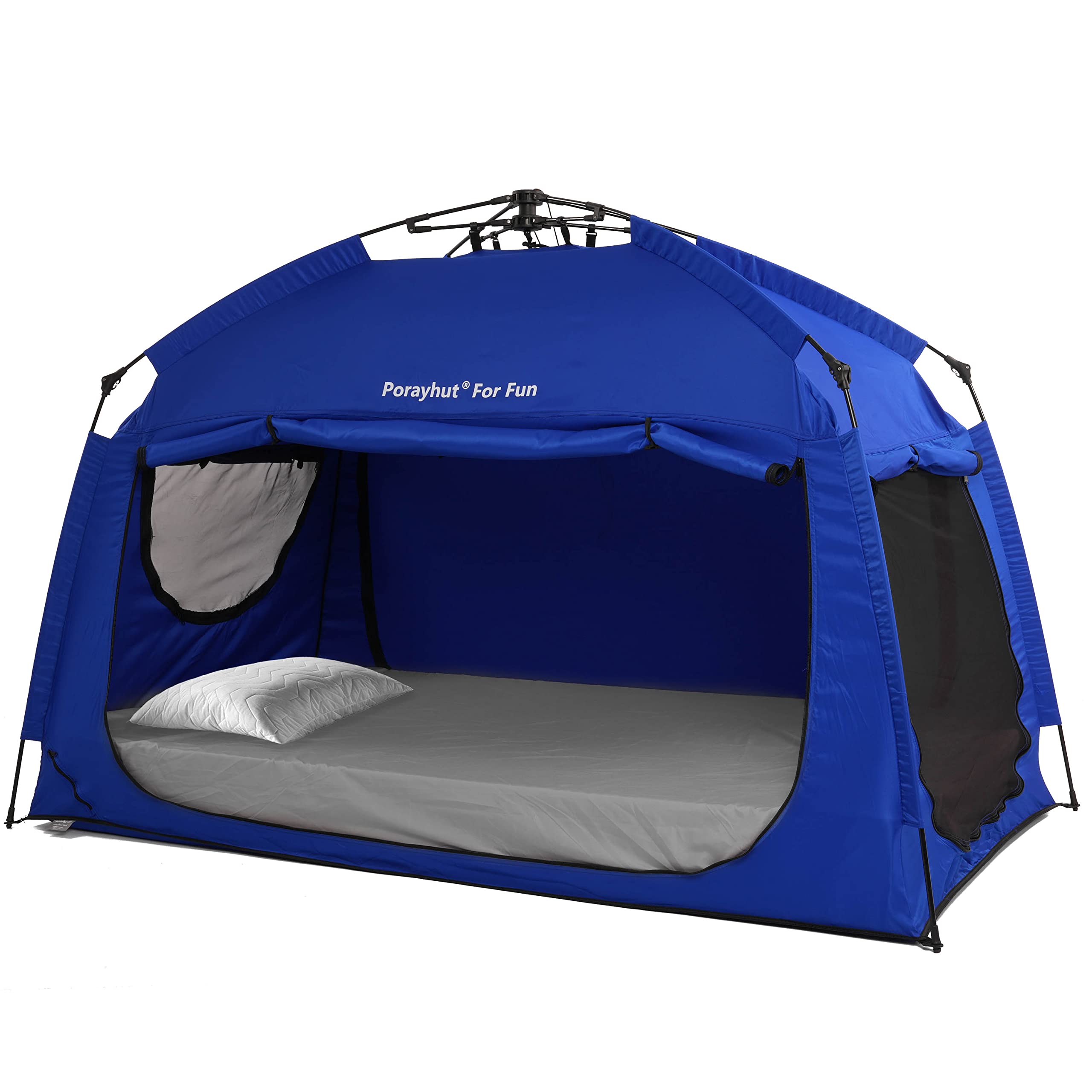 Instant Privacy Bed Tent for Sleeping - Quick Set Up Portable Bed Canopy with 3 Doors & Spacious Interior (Blue, Full Size) | Perfect for Dorm Rooms, Camping & Guest Privacy