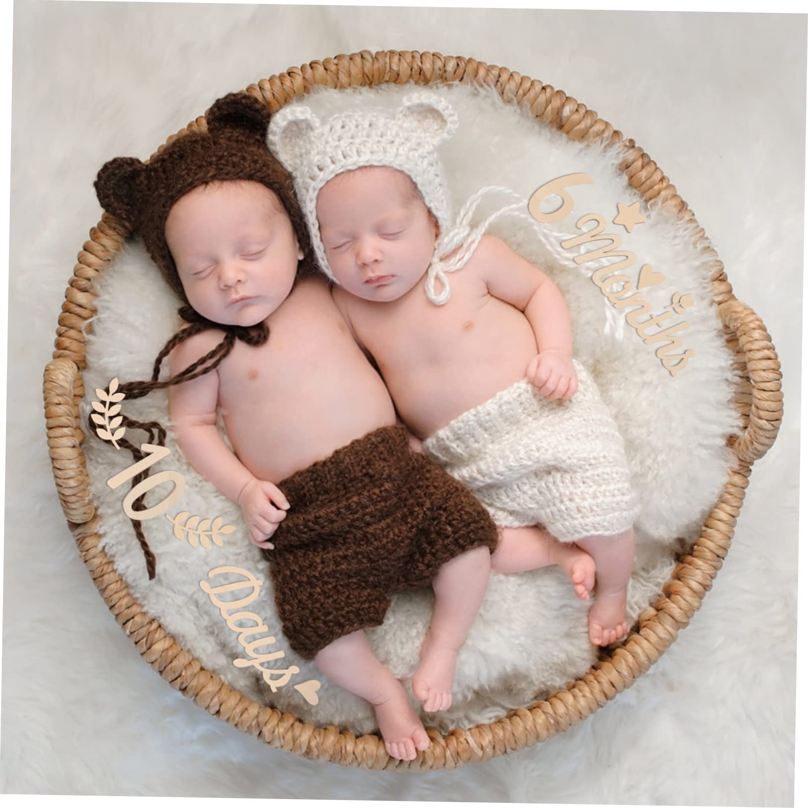 ifundom 5 Sets Wooden Baby Milestone Cards - Monthly Number Signs for Newborn Photography, Baby Shower Decor & First Birthday Party Decorations