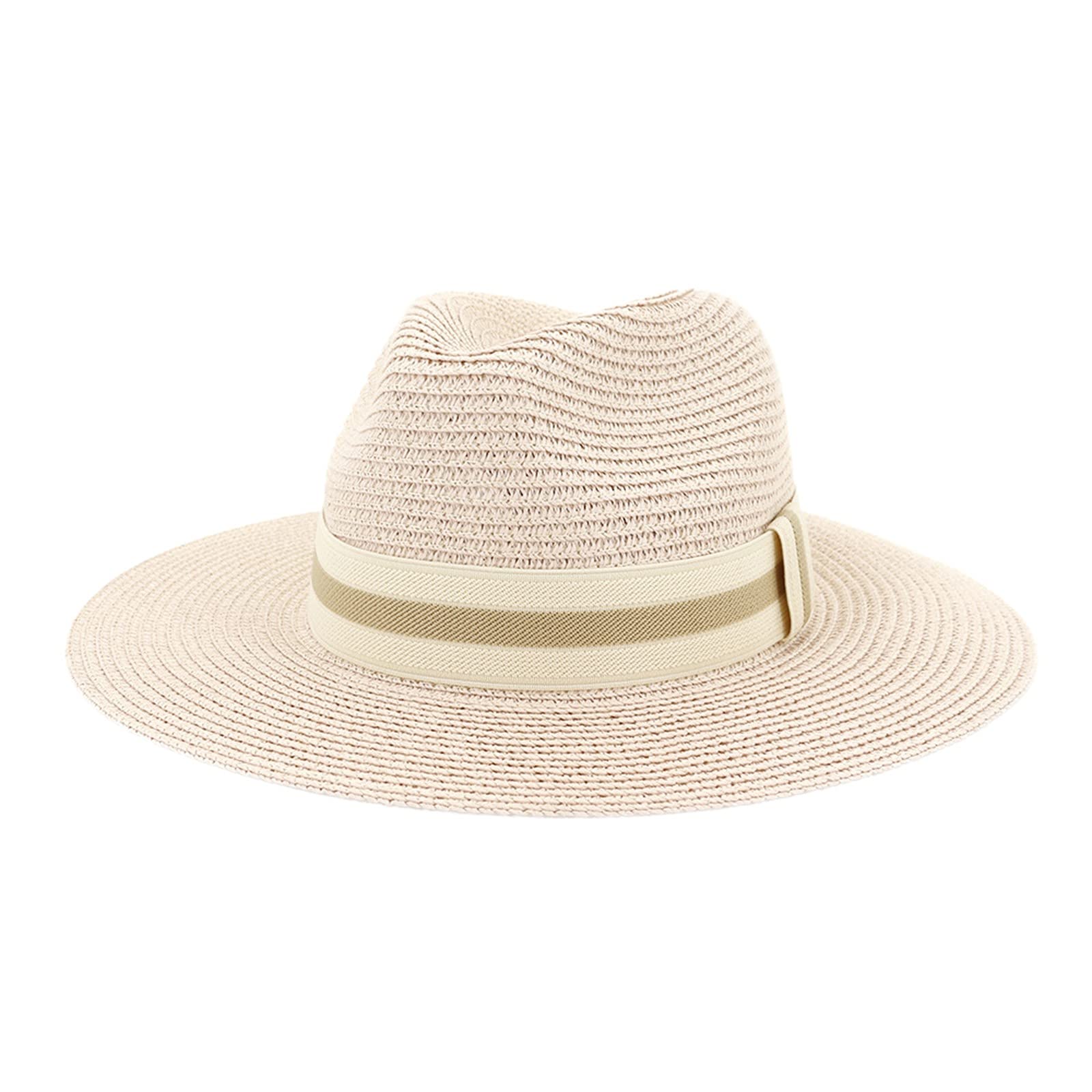 Women's Foldable Panama Sun Hat - Breathable Wide Brim Beach Hat for Spring & Summer, UV Protection Sun Hat for Travel, Vacation, Seaside & Outdoor Activities