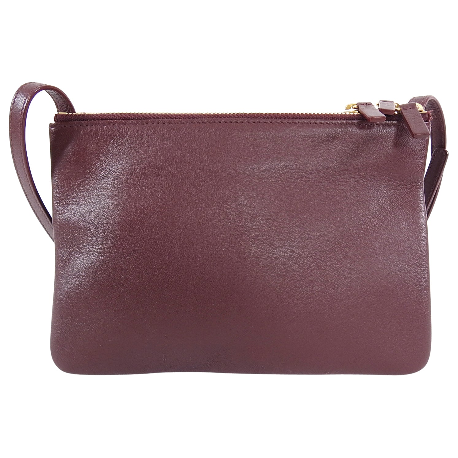 Celine Small Burgundy Leather Trio Crossbody Bag for Women | Luxury Designer Handbag | Perfect for Date Night, Travel & Everyday Use