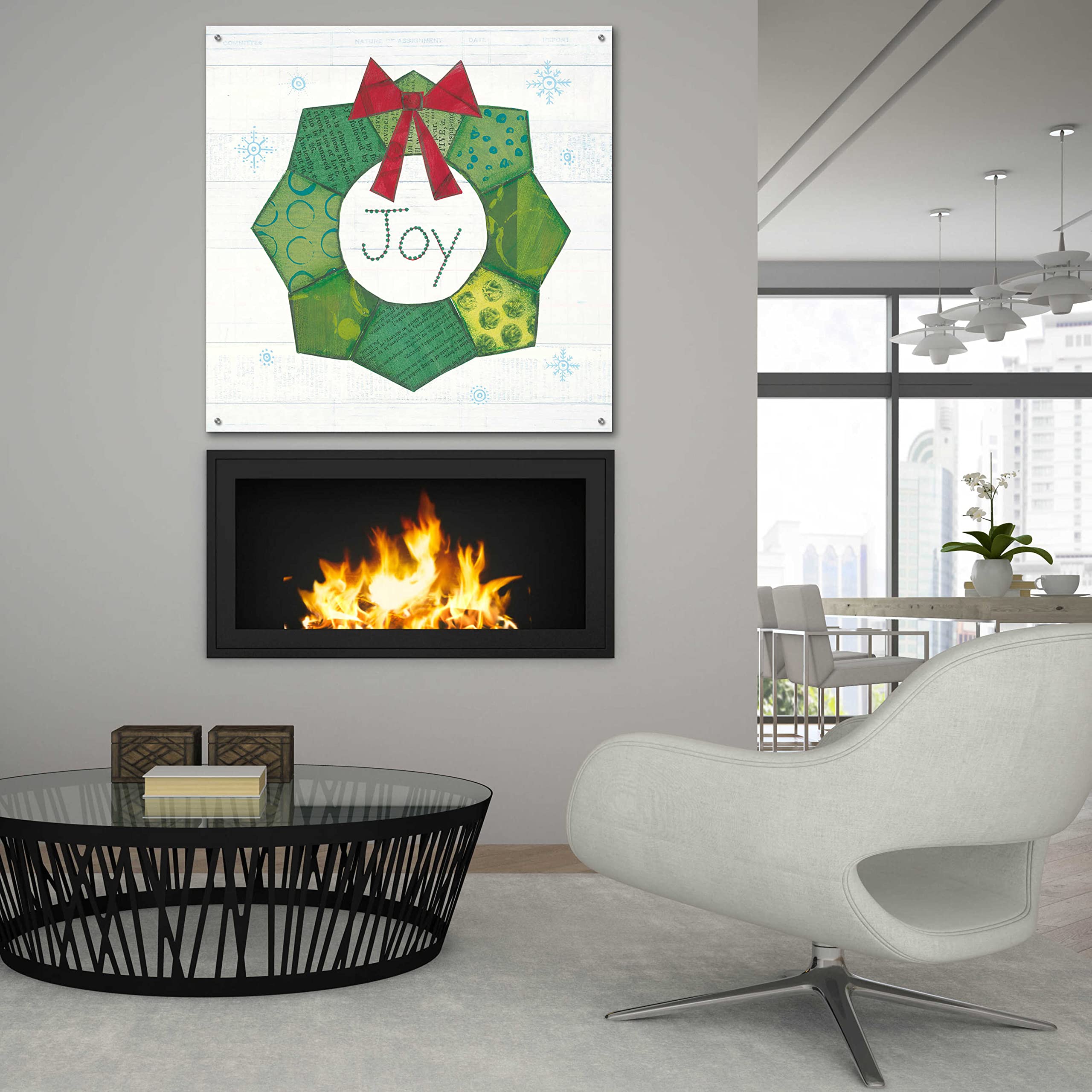 Epic Art 'Christmas Patchwork II' by Courtney Prahl - 36x36 Inch Acrylic Glass Wall Decor - Holiday Home Decoration for Living Room, Bedroom & Office