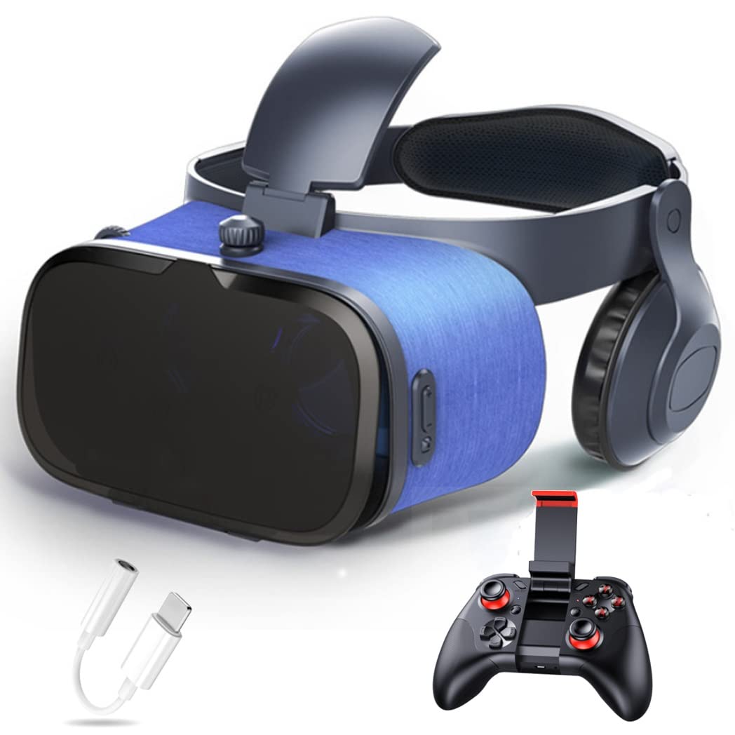Lunette 3D VR Headset - Virtual Reality Glasses with Bluetooth Controller for iPhone 13 Pro Max/13 Pro/13/12/11, Samsung Galaxy S21, Huawei, Xiaomi Series - Perfect for Gaming, Movies & Virtual Tours (Color: Black, Size: iOS)
