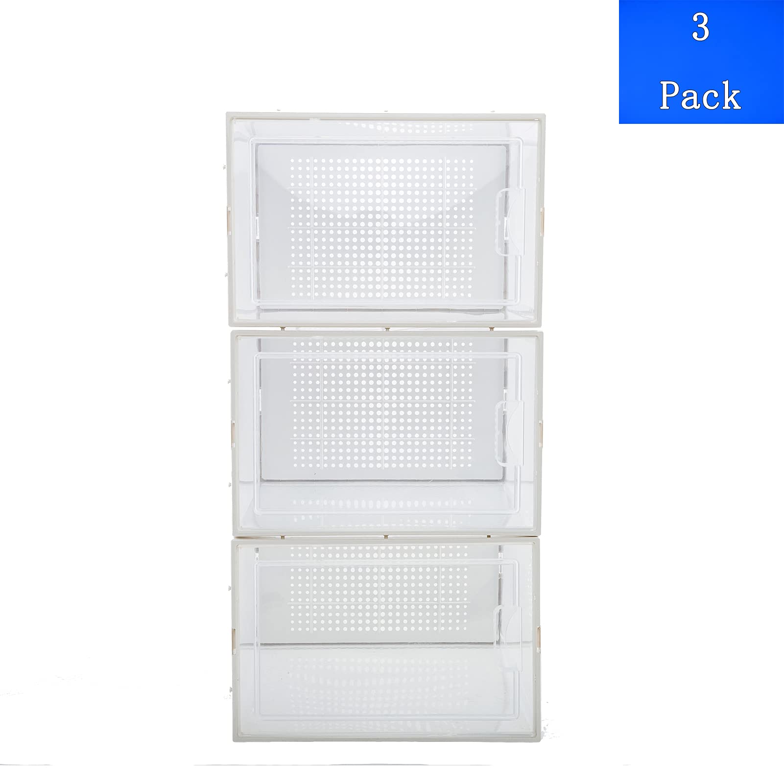 SANTIE 9 Pack Clear Plastic Shoe Storage Boxes - Stackable Shoe Organizer Bins for Men & Women, Heavy Duty Shoe Box Holds Up to Size 13.5, Perfect for Closet, Bedroom, Entryway Organization