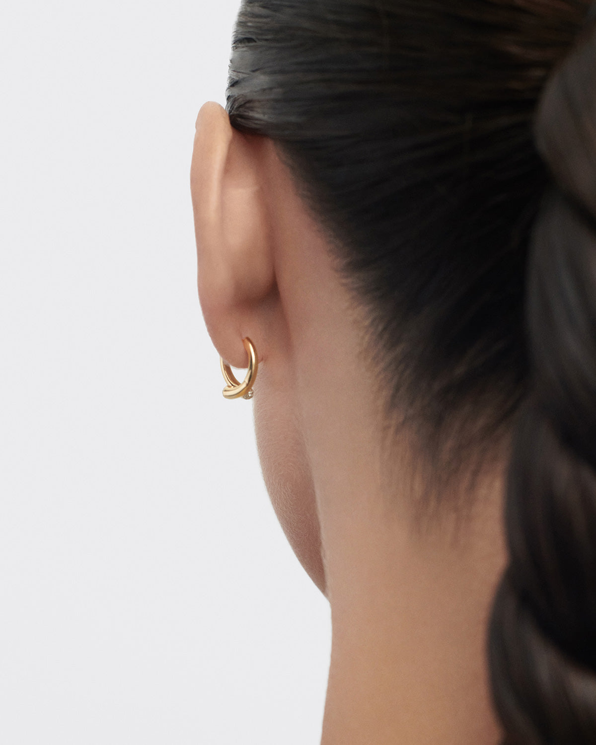 GRID Diamond & Gold Eclipse Hoop Earrings for Women - Elegant Dangle Hoops for Party, Wedding & Everyday Wear