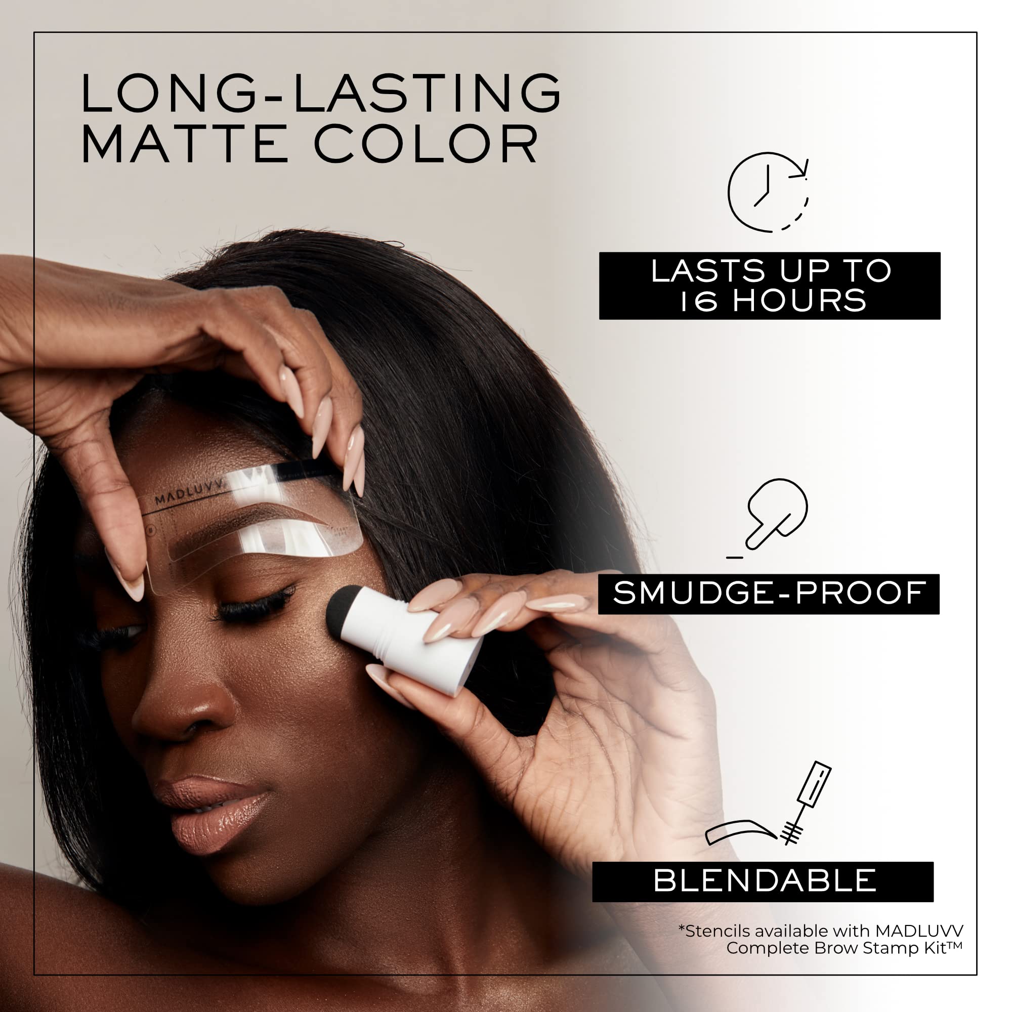 MADLUVV Brow Stamp Refill - Dark Brown Eyebrow Stamp & Root Touch Up for Women & Men | Waterproof, Smudge-Proof Powder Formula to Conceal Hair Loss, Gray Hair & Thinning Brows | Perfect for Daily Makeup, Salon Use & Travel