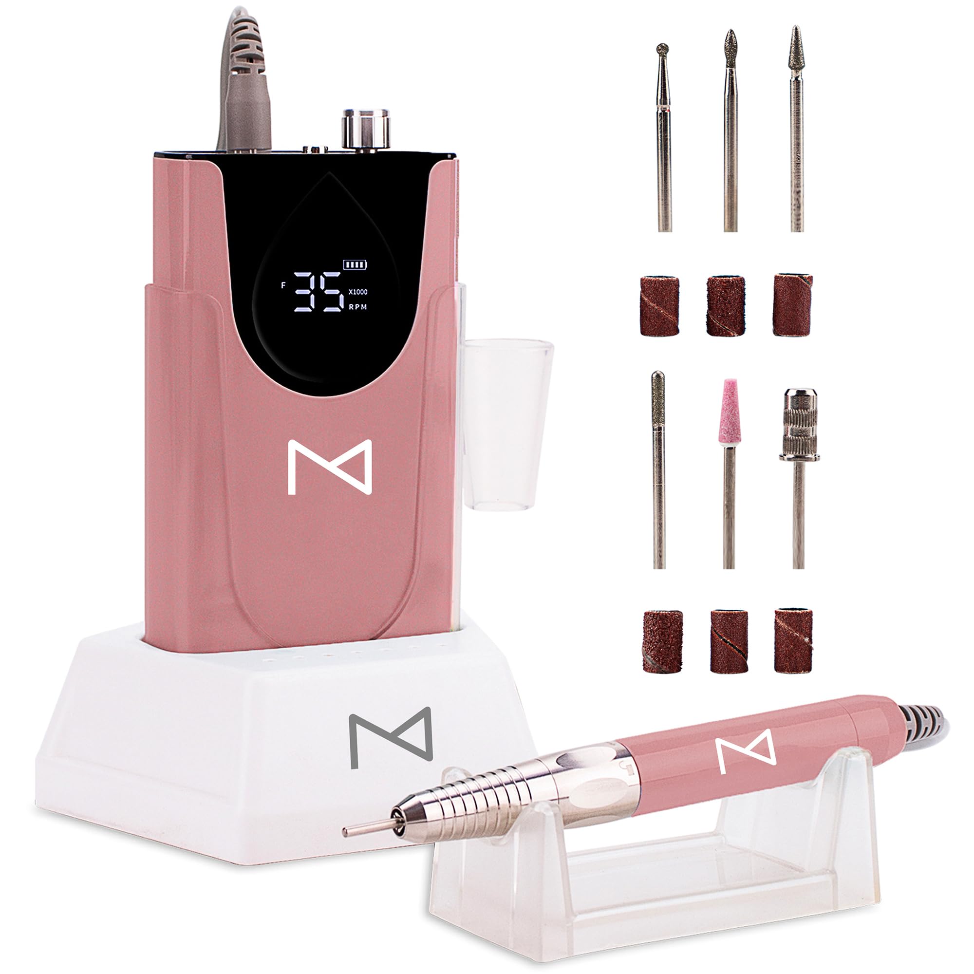 Professional Nail Drill Machine - 2-in-1 Brushless Motor, 35000 RPM, Cordless Electric Nail File with HD Display & Aluminum Alloy Casing - Perfect for Salon, Home Manicure & Pedicure (Rose Gold)