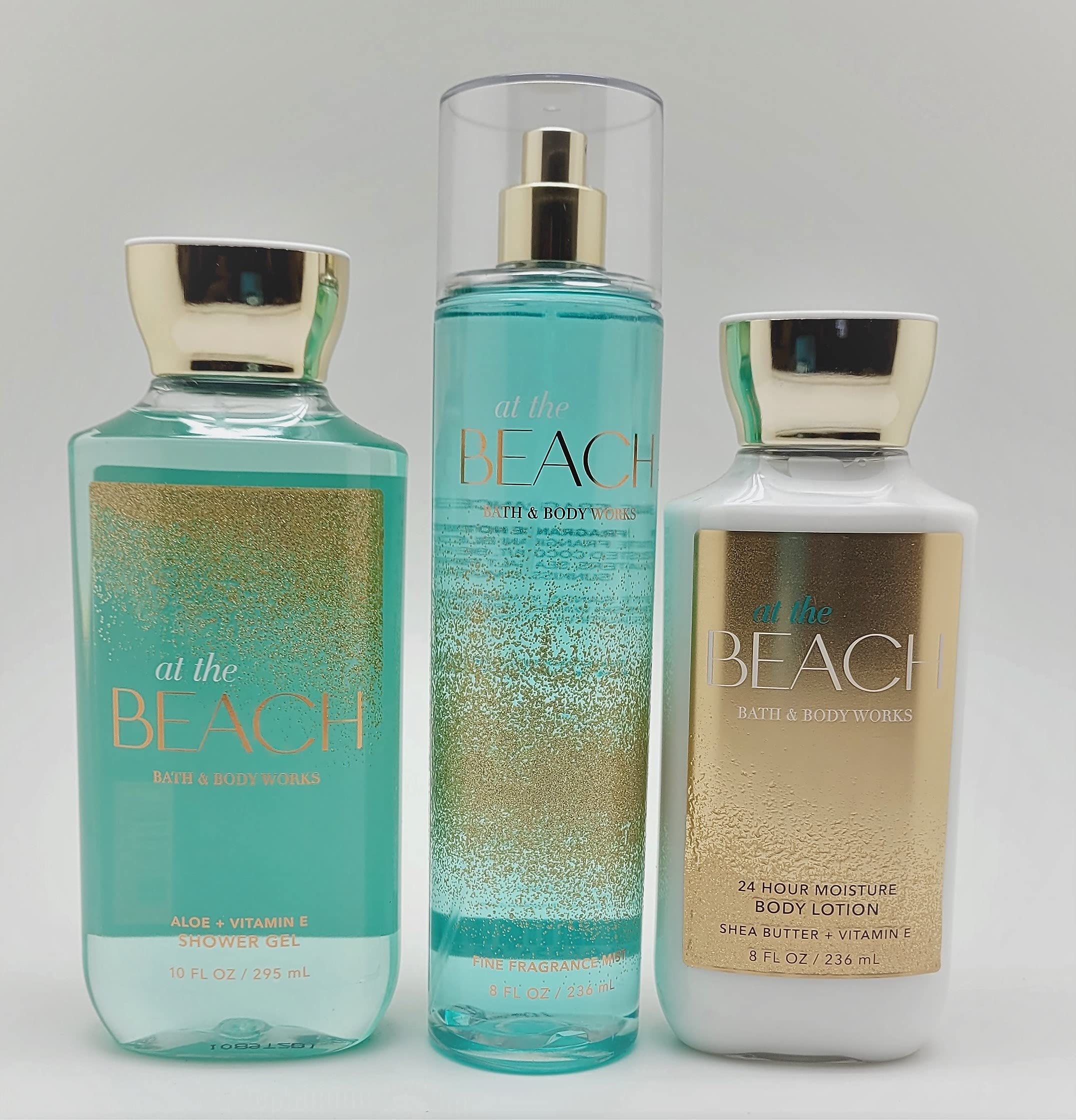 Bath & Body Works At the Beach 3-Piece Gift Set - Shower Gel, Body Mist & 24H Moisturizing Lotion - Tropical Scent for Summer, Travel & Relaxation - Full Size 2020 Collection