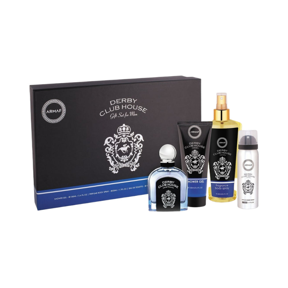 Derby Club House 4-Piece Eau de Toilette Set - 100ml Perfume for Men - Fresh & Elegant Fragrance for Daily Wear, Office & Special Occasions