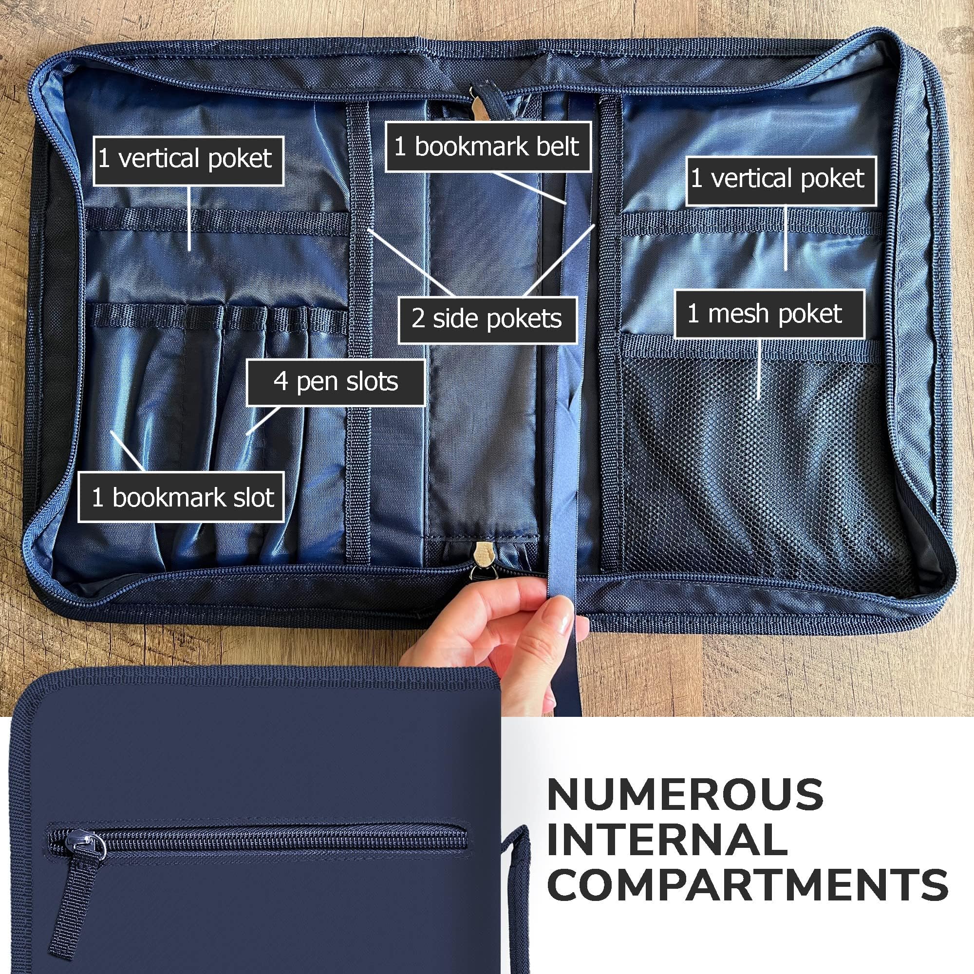 DEHITE Premium Bible Cover Case for Women & Men - Zippered Pocket & Pen Slots - Durable Fabric Bible Bag - Perfect Religious Gift for Church, Bible Study & Travel