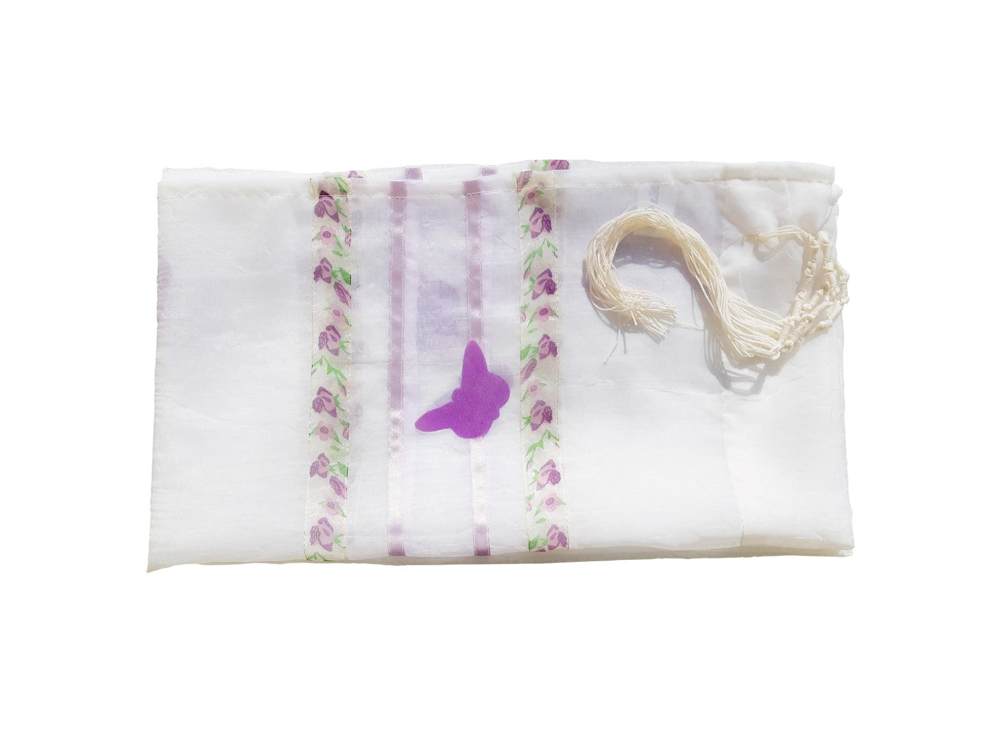 Elegant Purple Butterfly Tallit for Girls & Women - Perfect for Bat Mitzvah Ceremonies & Jewish Prayer Shawl - Ideal for Synagogue Services, Religious Events & Special Occasions