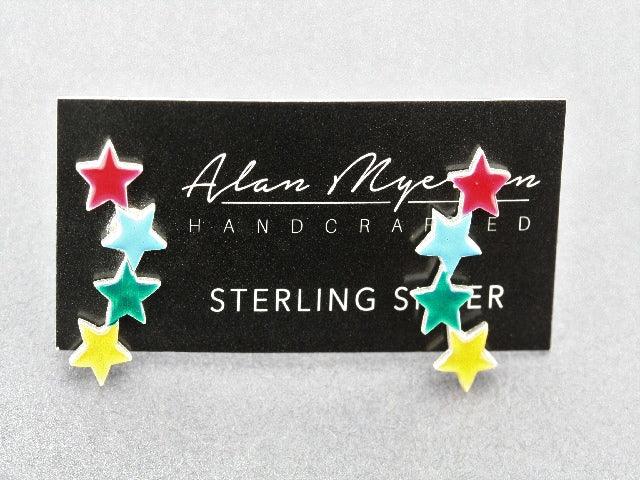 4-Star Stud Earrings - Hand Enamelled Jewelry for Women, Gift for Her | Perfect for Parties, Weddings & Special Occasions