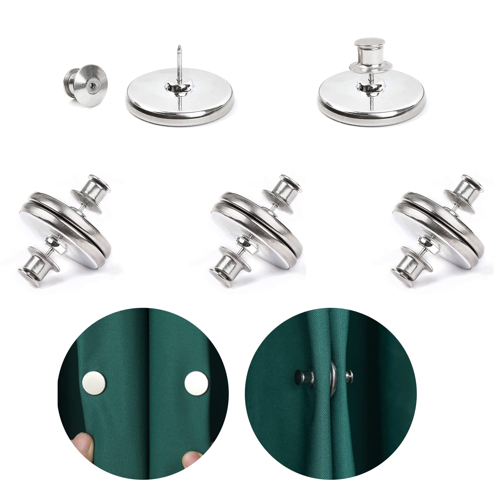 4 Pack Curtain Weight Magnets with Back Tack - Magnetic Clips to Prevent Light Leaking, Curtain Holdbacks for Home Decor (Silver) | Perfect for Blackout Curtains, Window Treatments & DIY Crafts