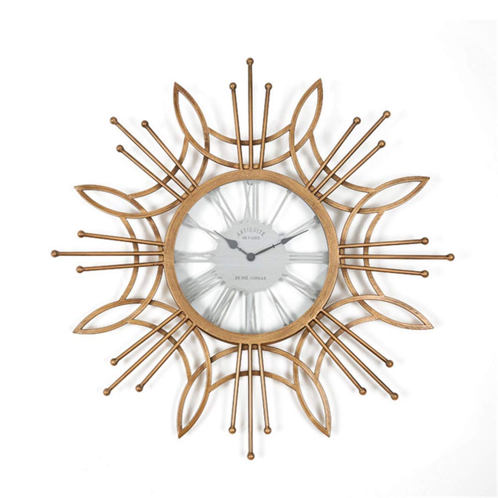 31.5'' Copper Starburst Wall Clock - Handmade Metal Wrought Iron Modern Design with Quartz Mute Movement for Living Room, Bedroom & Office Decor | Eye-Catching Circular Burst Wall Art for Home & Workspace