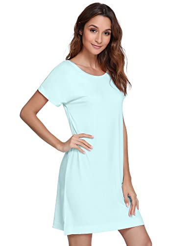 Nachila Soft Bamboo Nightgowns for Women - Lightweight Short Sleeve Sleep Shirt & Lounge Dress - Plus Size S-4X - Perfect for Sleeping, Relaxing & Summer Comfort