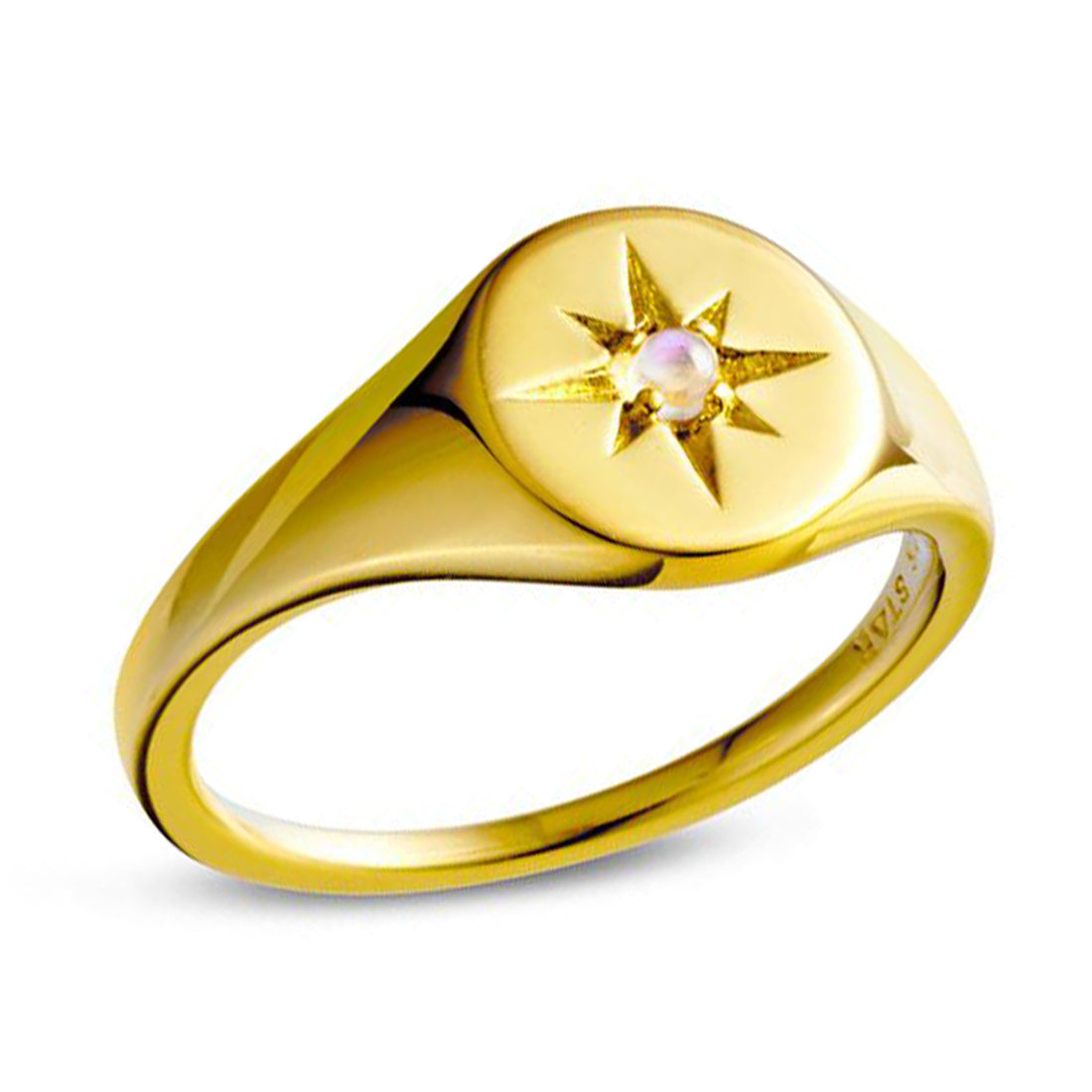 Enchanted Light Moonstone Signet Ring - 14K Gold Plated Zodiac Jewelry for Women, Elegant Statement Ring for Everyday Wear & Special Occasions