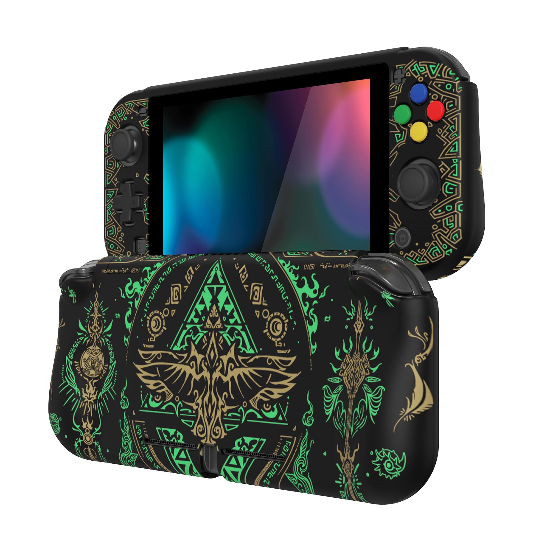Playvital Protective Case for Nintendo Switch Lite - Shockproof Cover with Tempered Glass Screen Protector, Joycon Caps & Button Covers - Perfect for Gaming, Travel & Outdoor Use (Totem of Kingdom Design)