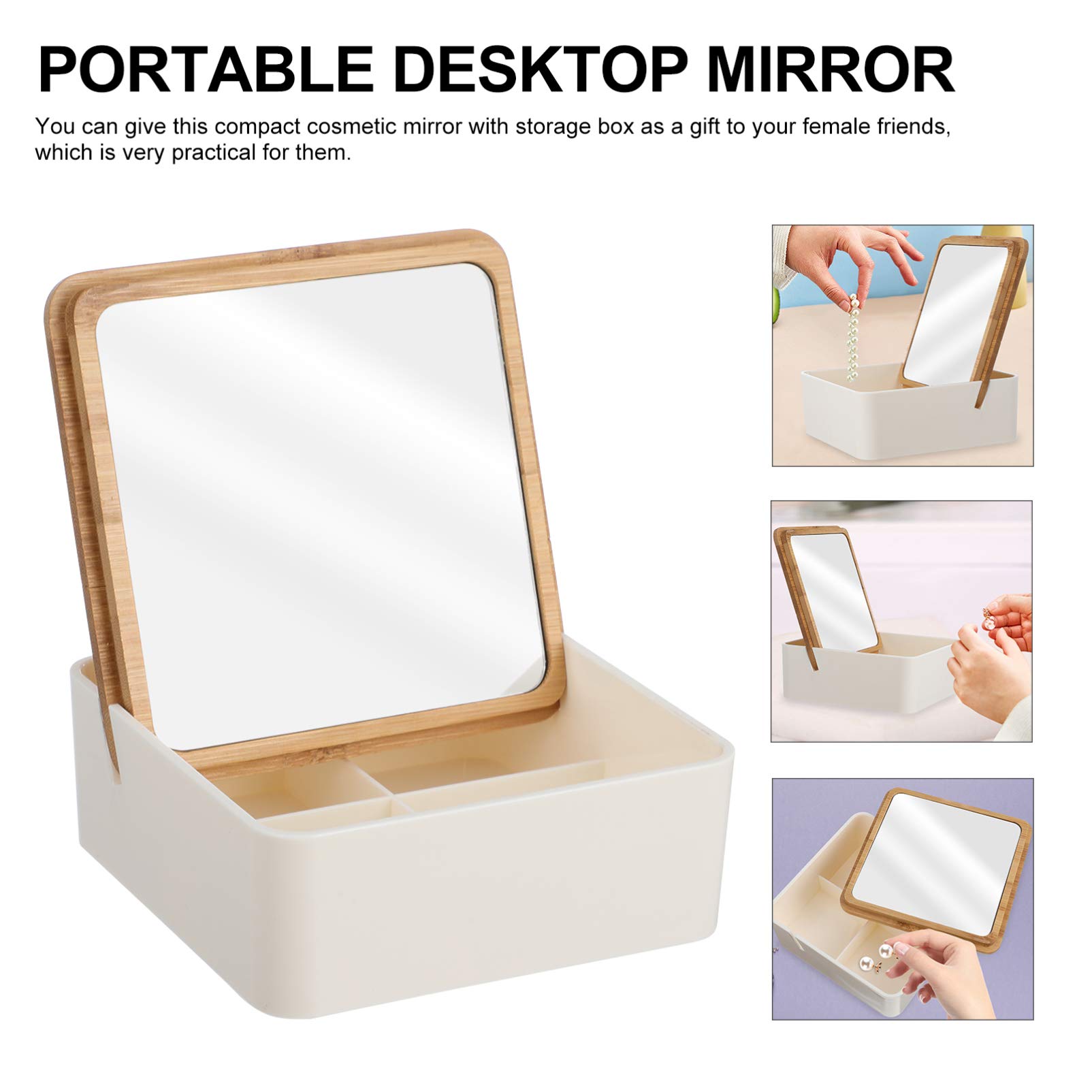 Portable Wooden Folding Desk Mirror for Makeup & Travel