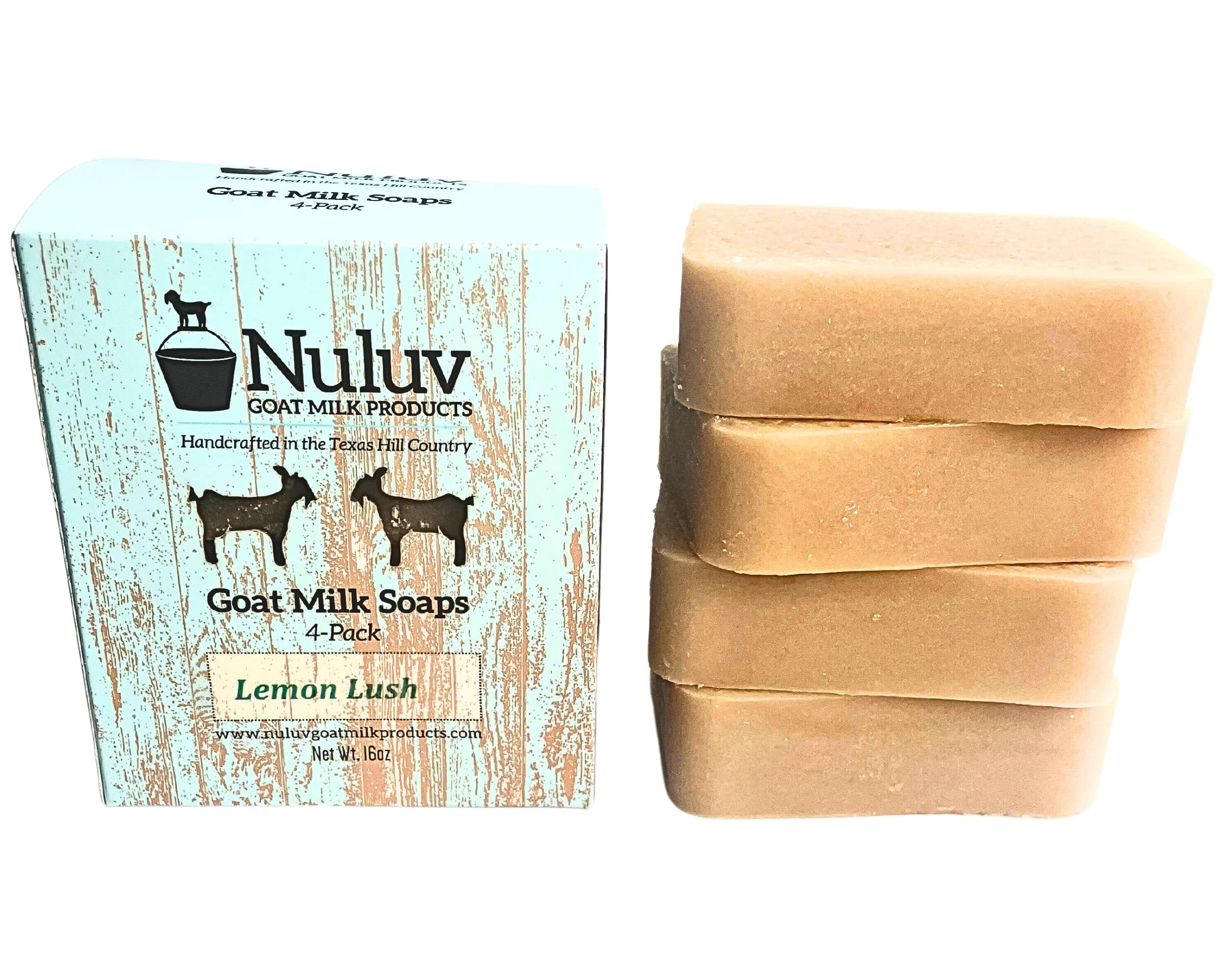 **Goat Milk Bar Soap - Natural Handmade Cleanser for Dry, Sensitive & Oily Skin | Eco-Friendly, Moisturizing & Gentle | Lemon Lush Scent (Pack of 4) - Perfect for Daily Face & Body Wash, Travel & Gifts**