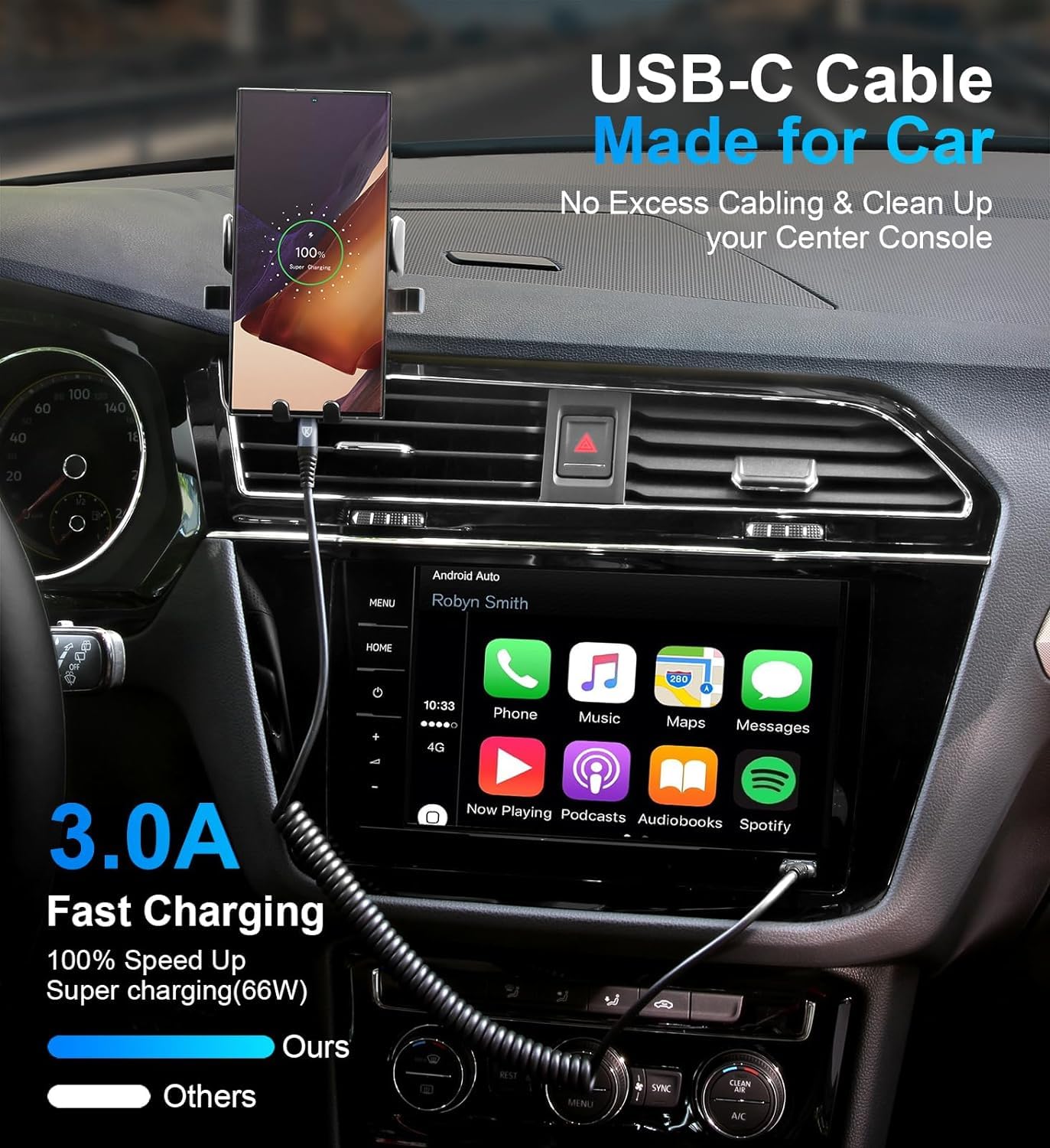Fast Charging USB A to C Cable 2-Pack (3FT+6FT) - for iPhone 16/15, Samsung Galaxy - Car & Home Use
