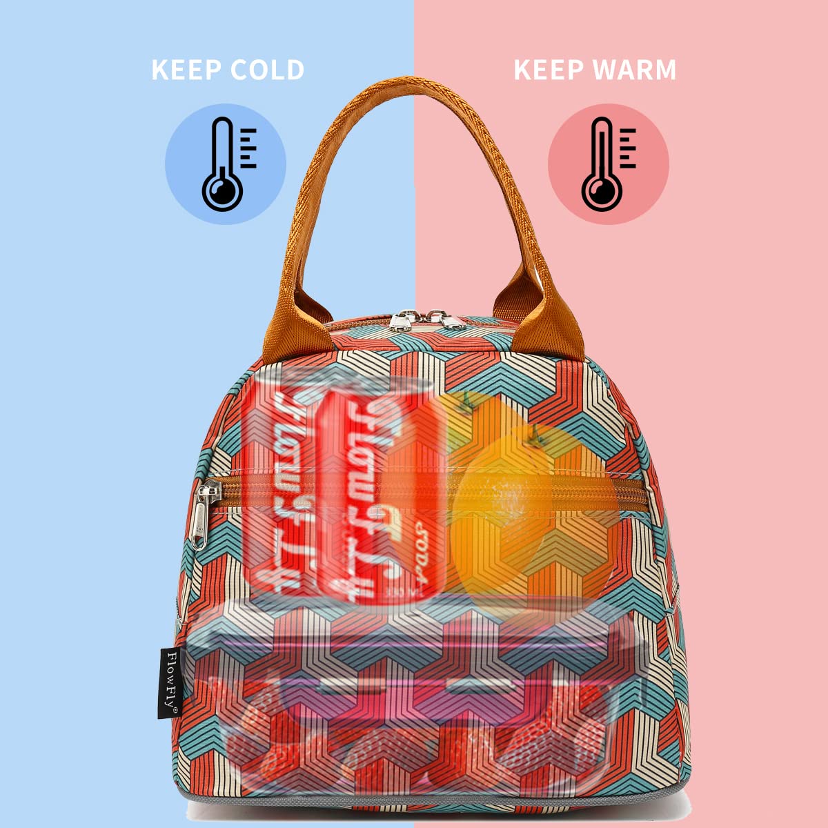 FlowFly Insulated Lunch Bag Tote - Reusable Cooler Lunch Organizer for Women & Men (Red) - Perfect for Work, School, Picnics & Outdoor Activities