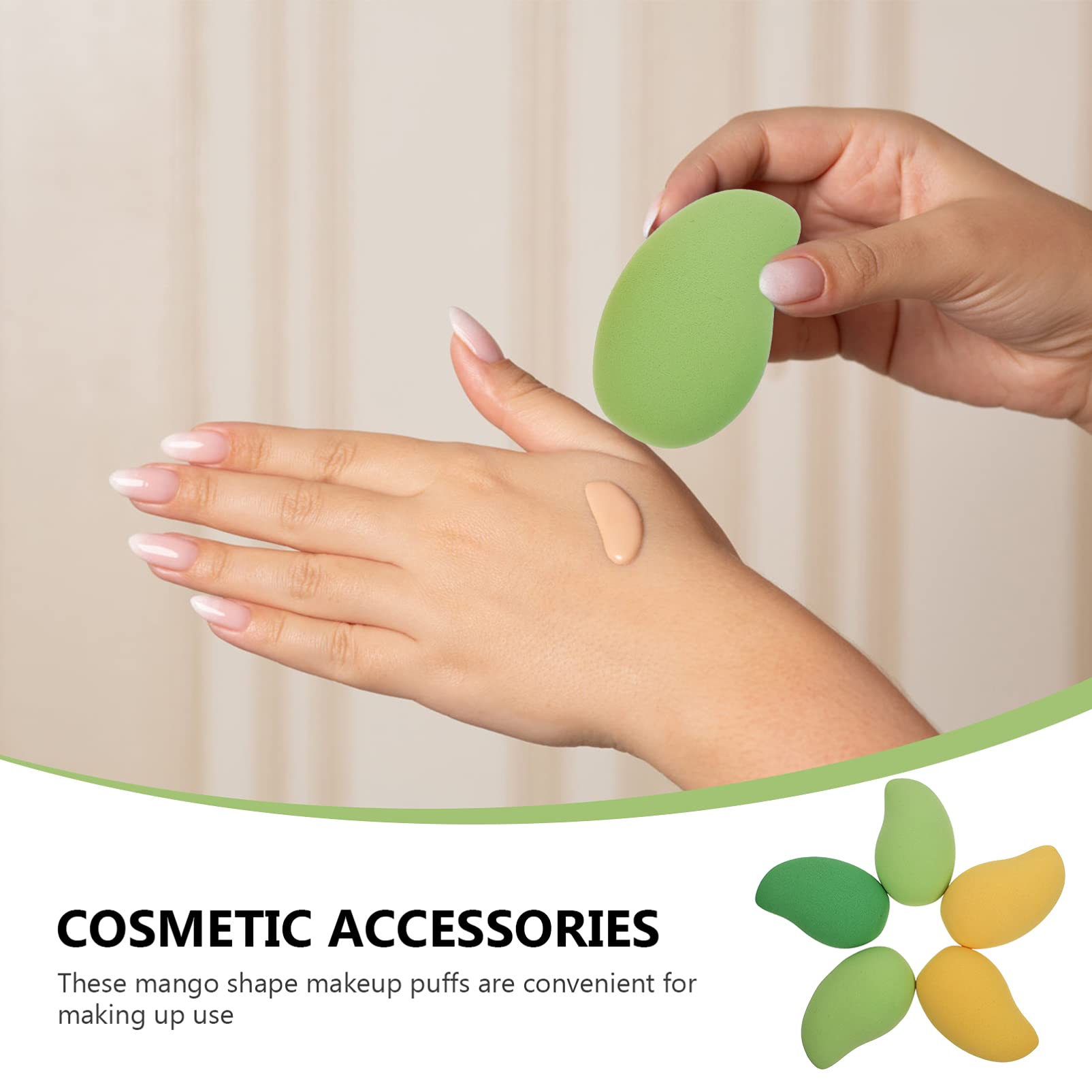 5-Piece Mango Shaped Makeup Sponge Set - Soft Blending Egg Puffs for Foundation, Concealer & Powder - Gentle Exfoliating & Cleansing Sponge for Face & Eyebrows - Perfect for Travel, Salon & Daily Makeup Application