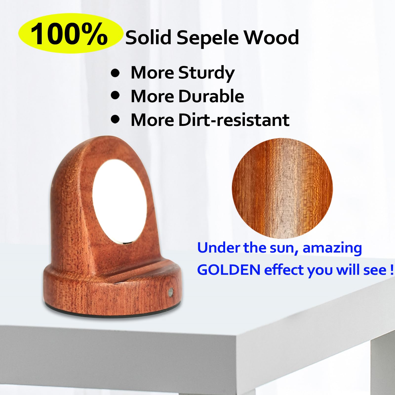Premium Sapele Wood Apple Watch Charger Stand - Fast 3W USB-C Charging for Apple Watch Series 10/9/8/7/6/5/4/3/2/1/SE/SE2/Ultra/Ultra 2 - Portable Nightstand Mode Charging Dock for Home, Office & Travel