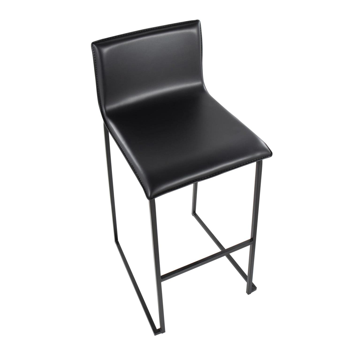LumiSource Mara Bar Stool Set of 2 - Modern Black Bar Chairs for Kitchen Island, Breakfast Nook & Home Bar - Adjustable Height Counter Stools with Comfortable Seat